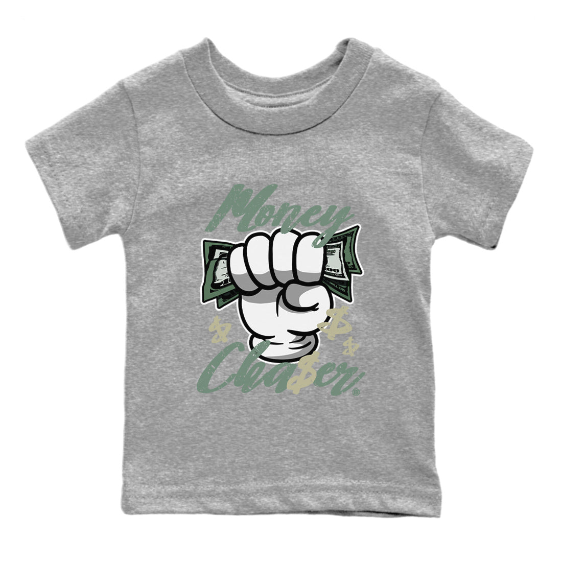 Dunk Low Mica Green Sneaker Match Tees Money Chaser Streetwear Sneaker Shirt Dunk Mica Green Sneaker Release Tees Kids Shirts Heather Grey 2
