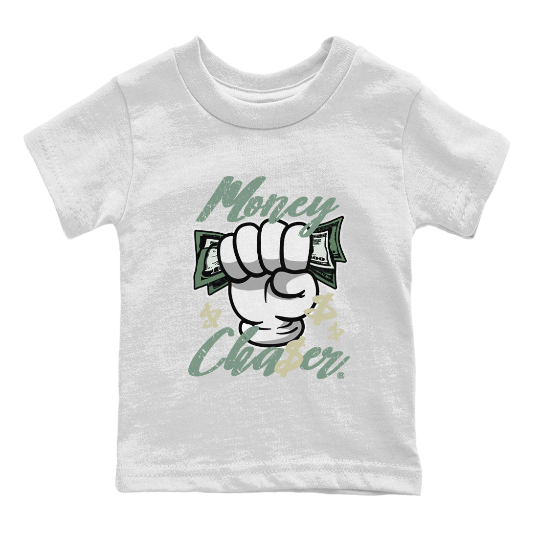 Dunk Low Mica Green Sneaker Match Tees Money Chaser Streetwear Sneaker Shirt Dunk Mica Green Sneaker Release Tees Kids Shirts White 2