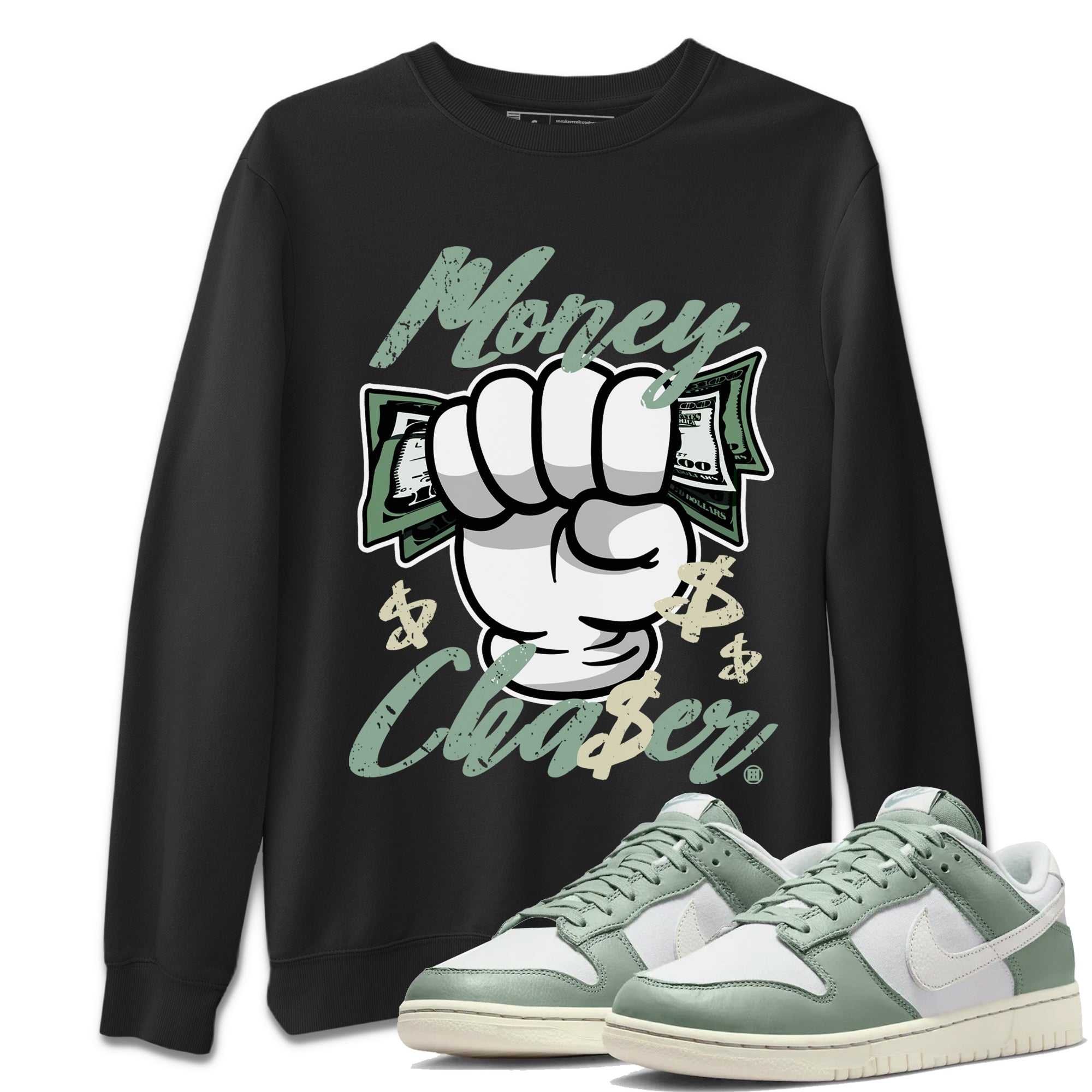 Dunk Low Mica Green Sneaker Match Tees Money Chaser Streetwear Sneaker Shirt Dunk Mica Green Sneaker Release Tees Unisex Shirts Black 1