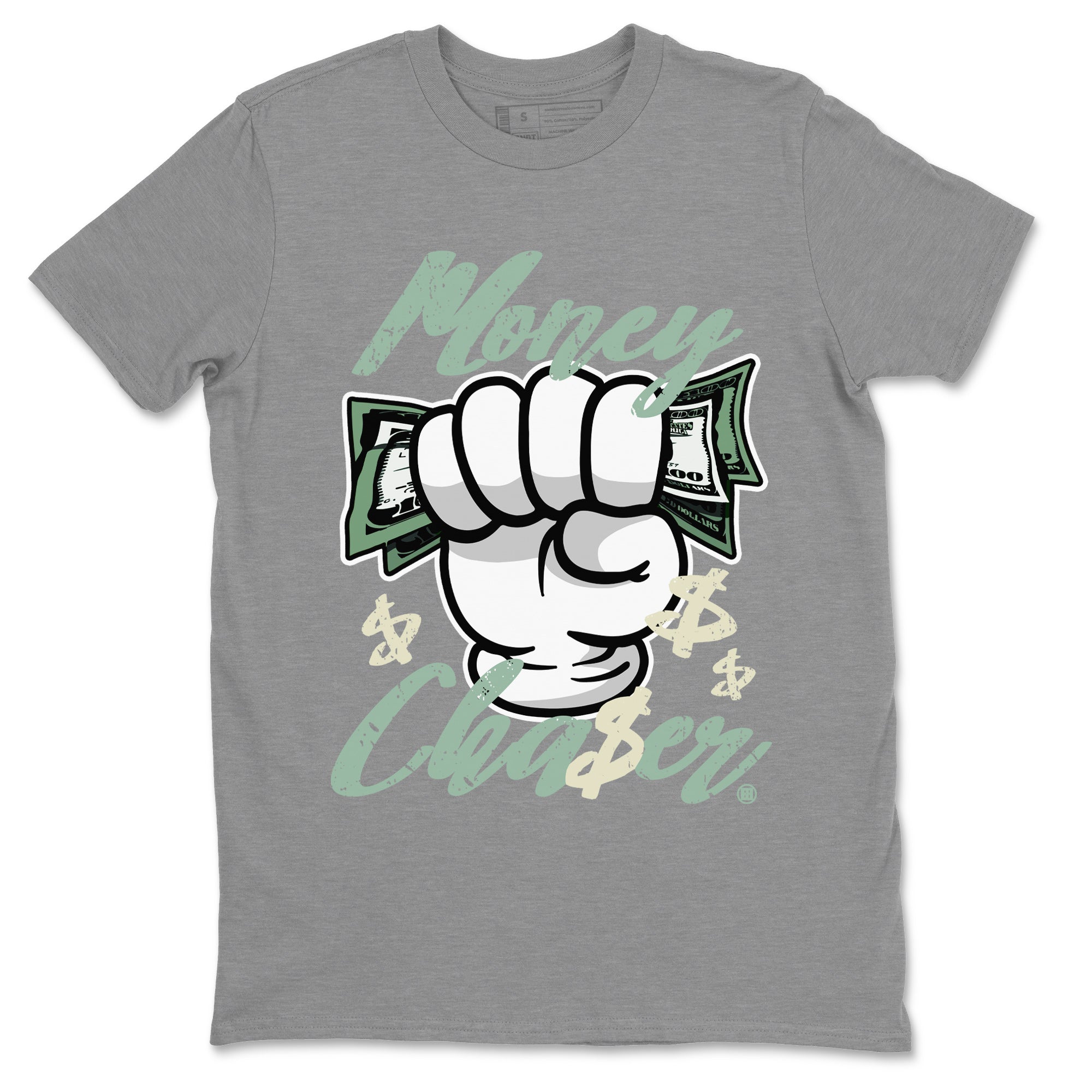 Dunk Low Mica Green Sneaker Match Tees Money Chaser Streetwear Sneaker Shirt Dunk Mica Green Sneaker Release Tees Unisex Shirts Heather Grey 2