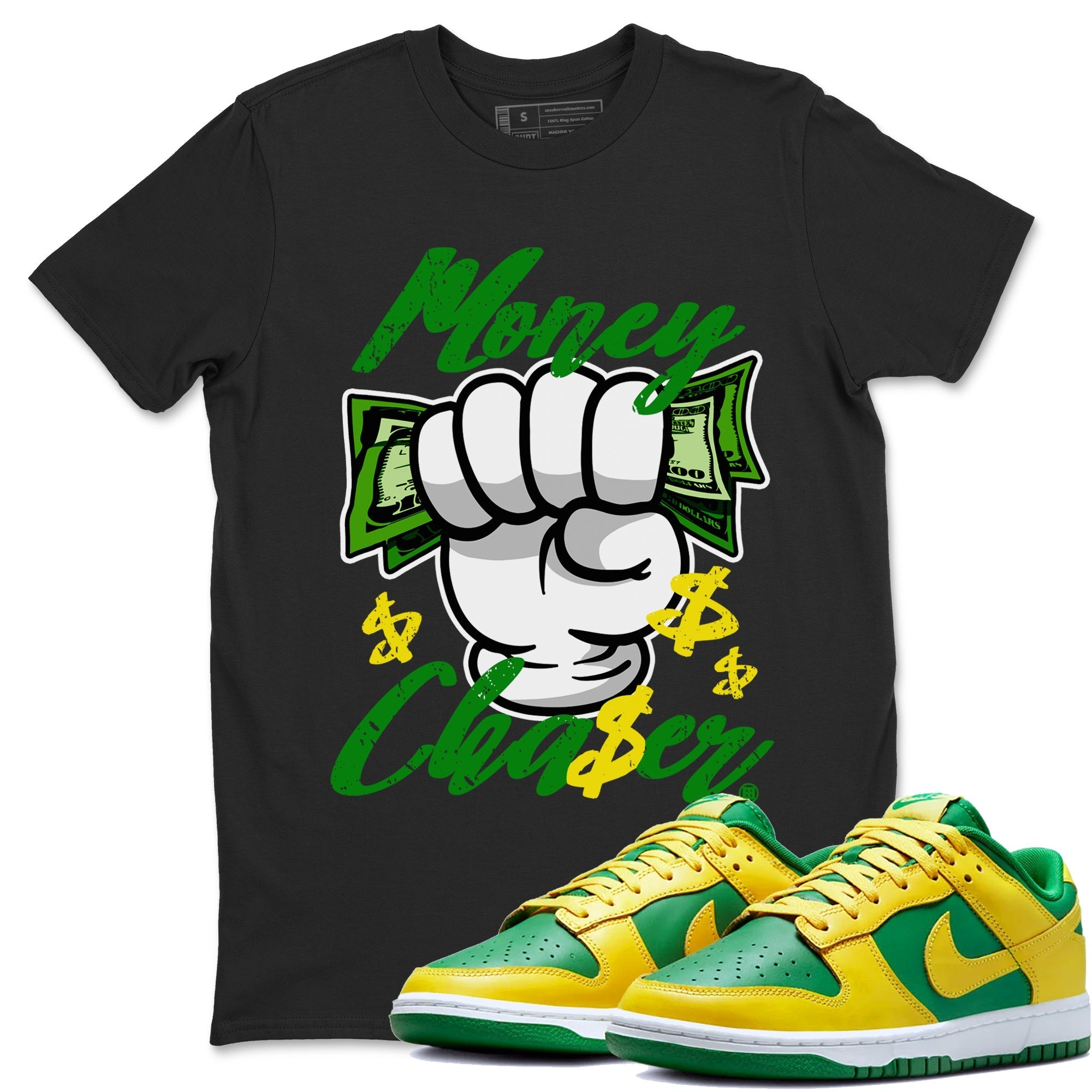 Dunk Reverse Brazil Sneaker Match Tees Money Chaser Streetwear Sneaker Shirt Dunk Low Reverse Brazil Sneaker Release Tees Unisex Shirts Black 1