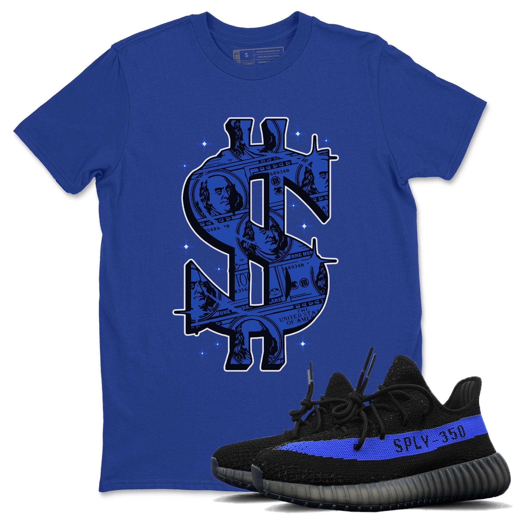 Yeezy 350 Dazzling Blue Shirt To Match Jordans Money Dollar Sneaker Tees Yeezy 350 Dazzling Blue Drip Gear Zone Sneaker Matching Clothing Unisex Shirts