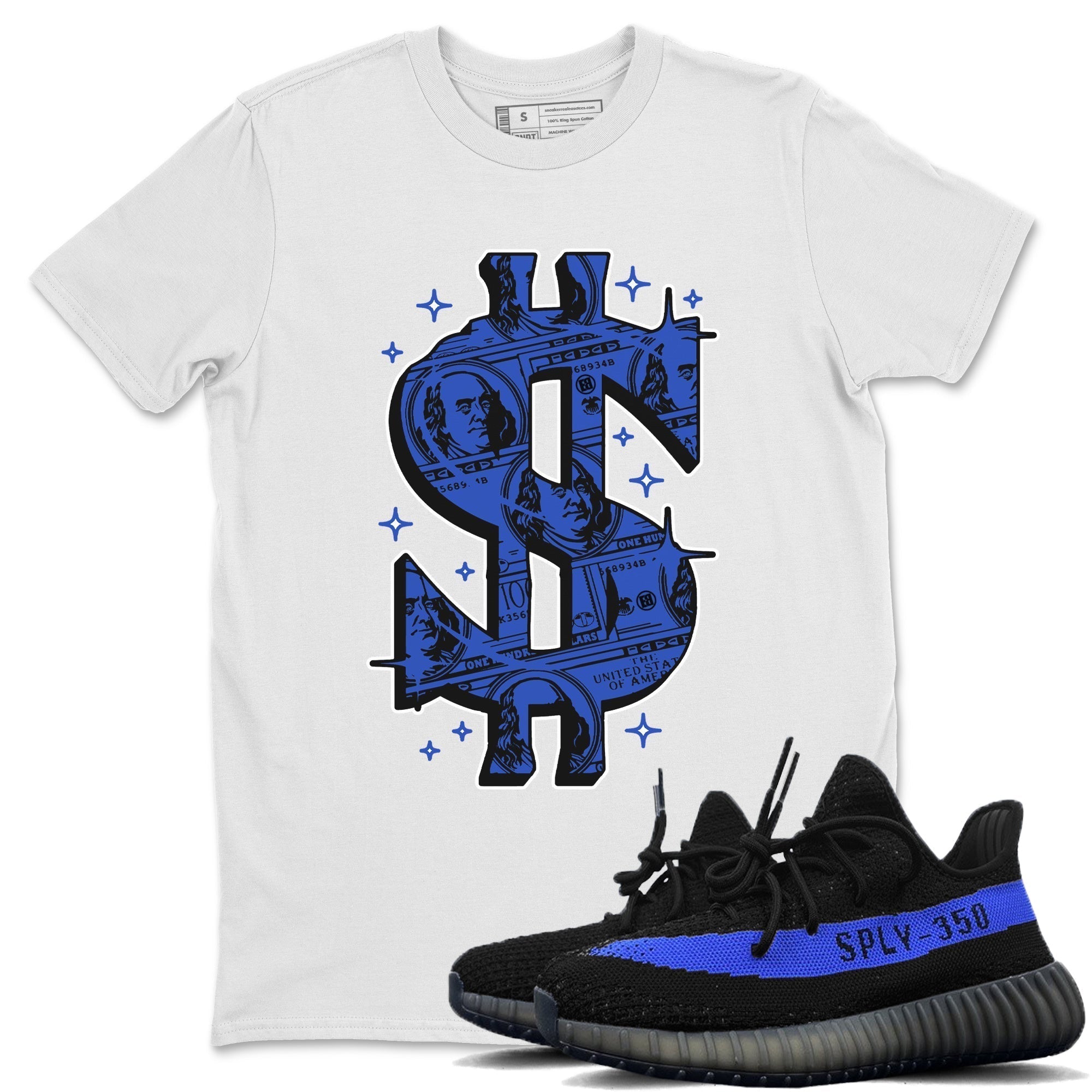 Yeezy 350 Dazzling Blue Shirt To Match Jordans Money Dollar Sneaker Tees Yeezy 350 Dazzling Blue Drip Gear Zone Sneaker Matching Clothing Unisex Shirts