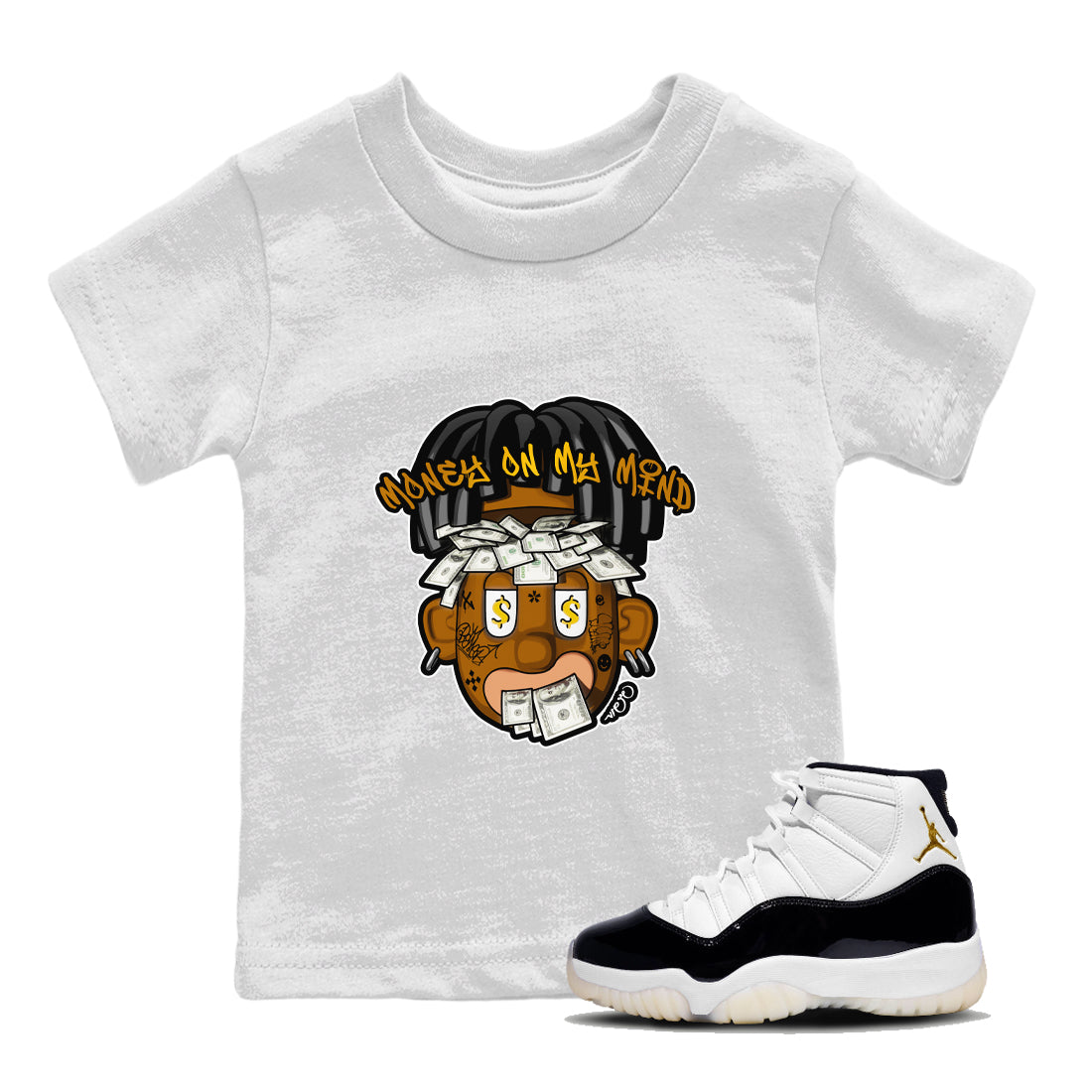 Air Jordan 11 Gratitude shirt to match jordans Money On My Mind sneaker tees AJ11 Gratitude Drip Gear Zone Baby Toddler White 1 T-Shirt