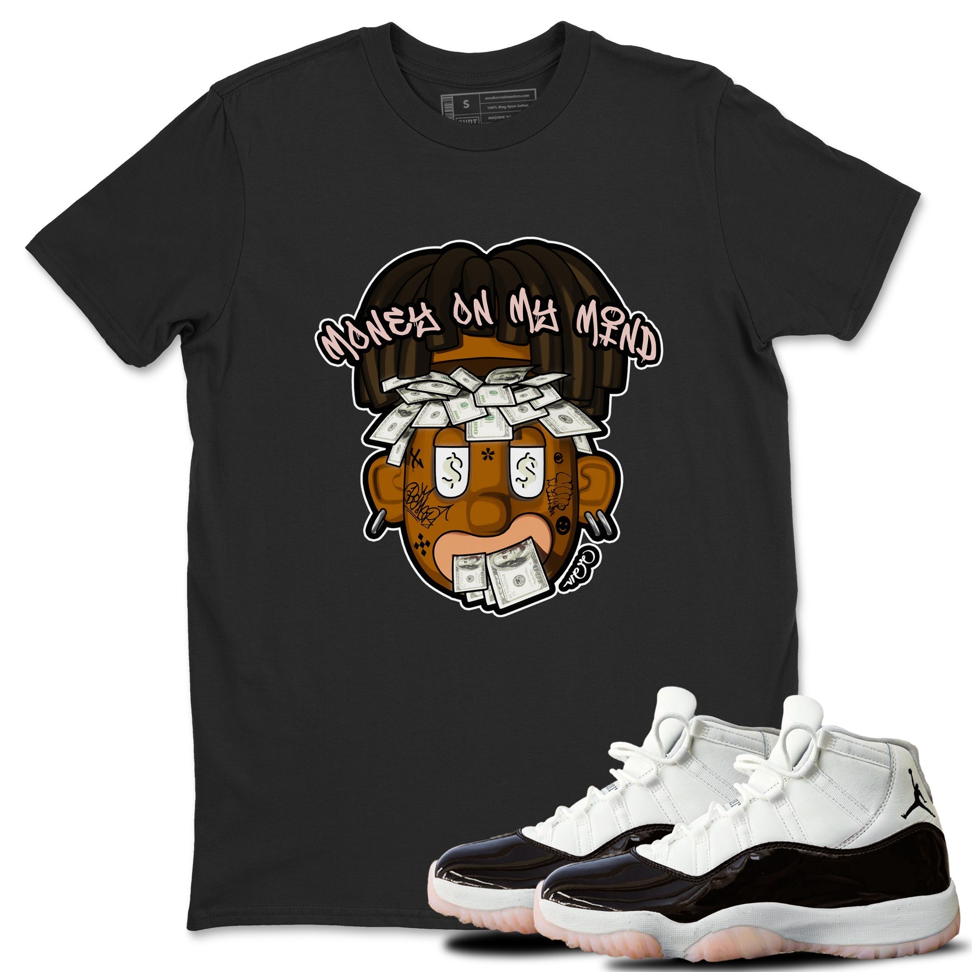 Air Jordan 11 Neapolitan shirt to match jordans Money On My Mind sneaker matching t-shirts and clothing AJ11 Neapolitan Drip Gear Zone Cotton Casual Unisex Black 1 T-Shirt