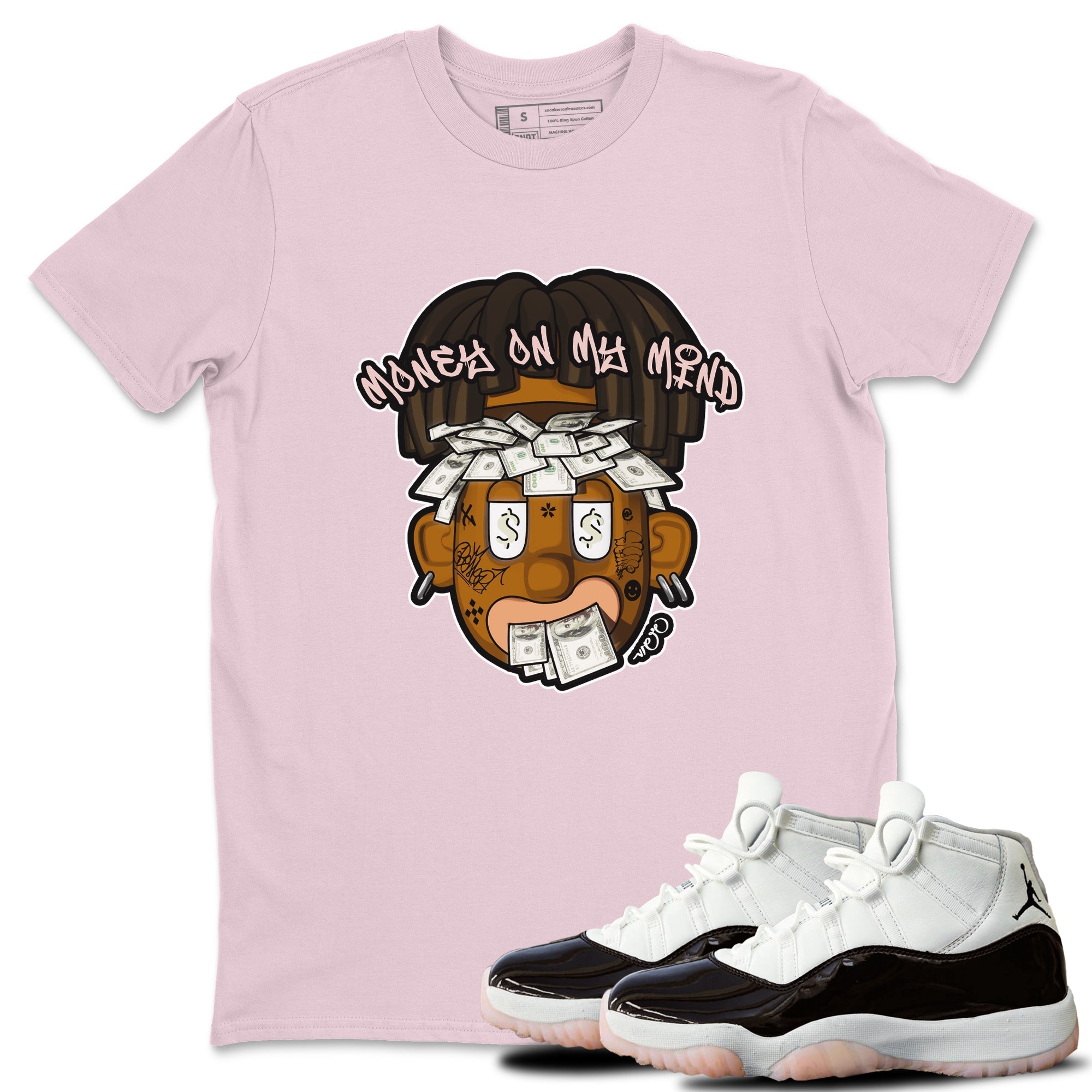 Air Jordan 11 Neapolitan shirt to match jordans Money On My Mind sneaker matching t-shirts and clothing AJ11 Neapolitan Drip Gear Zone Cotton Casual Unisex Pink 1 T-Shirt
