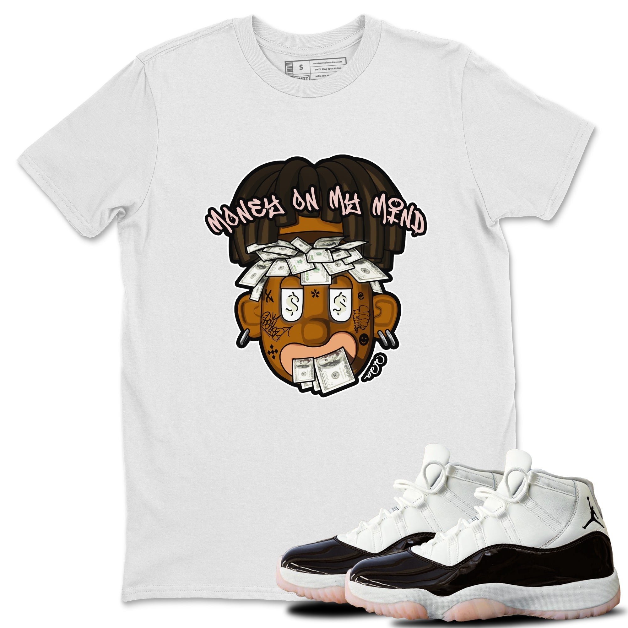 Air Jordan 11 Neapolitan shirt to match jordans Money On My Mind sneaker matching t-shirts and clothing AJ11 Neapolitan Drip Gear Zone Cotton Casual Unisex White 1 T-Shirt