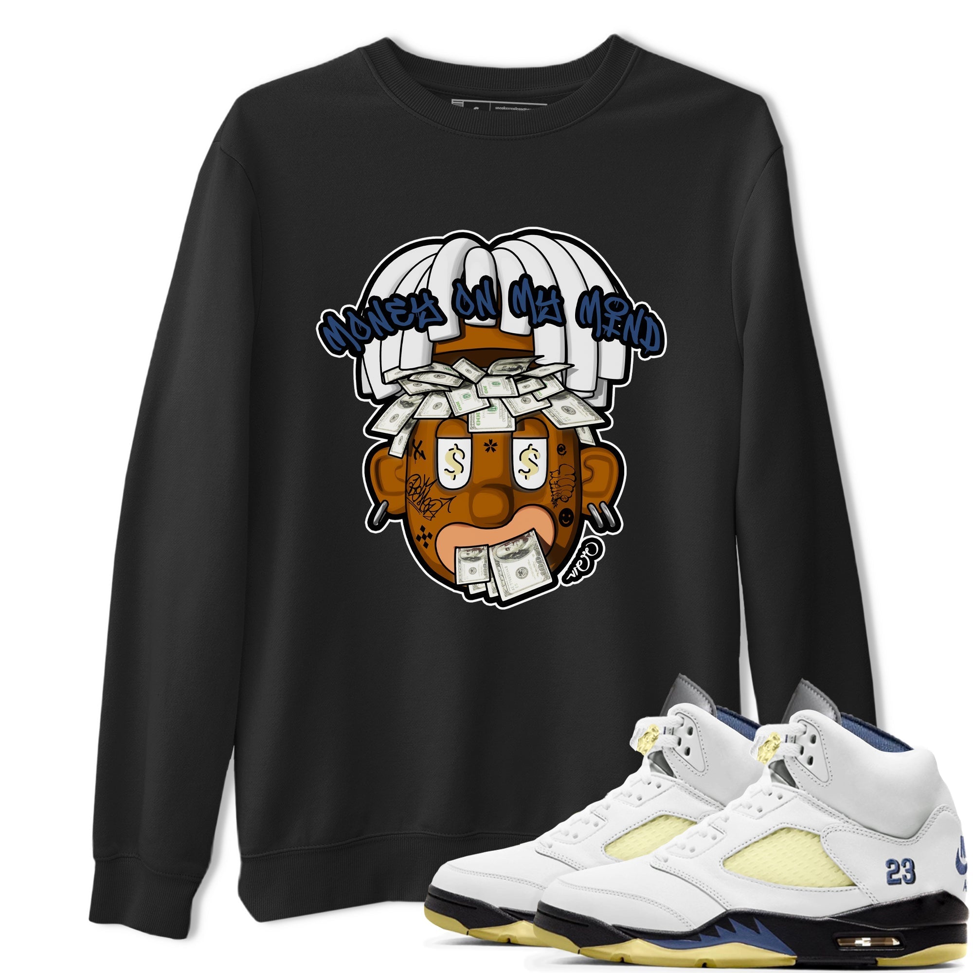 Air Jordan 5 A Ma Maniere x Photon Dust shirt to match jordans Money On My Mind sneaker tees Jordan 5 A Ma Maniere "Dawn" Drip Gear Zone Unisex Black 1 T-Shirt