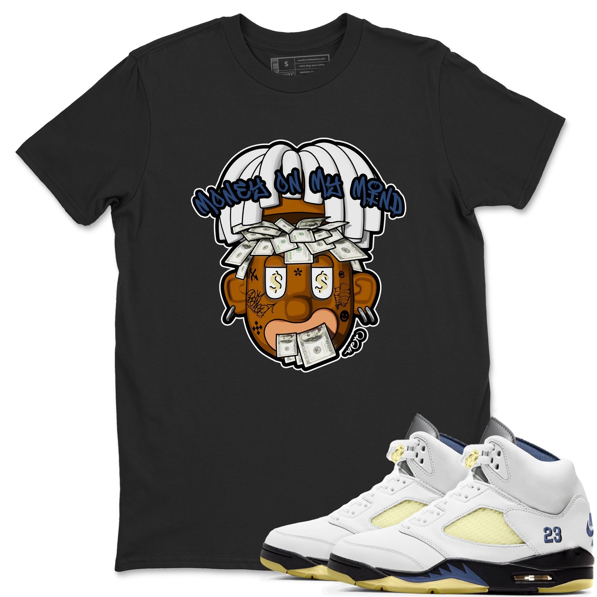 Air Jordan 5 A Ma Maniere x Photon Dust shirt to match jordans Money On My Mind sneaker tees Jordan 5 A Ma Maniere "Dawn" Drip Gear Zone Unisex Black 1 T-Shirt