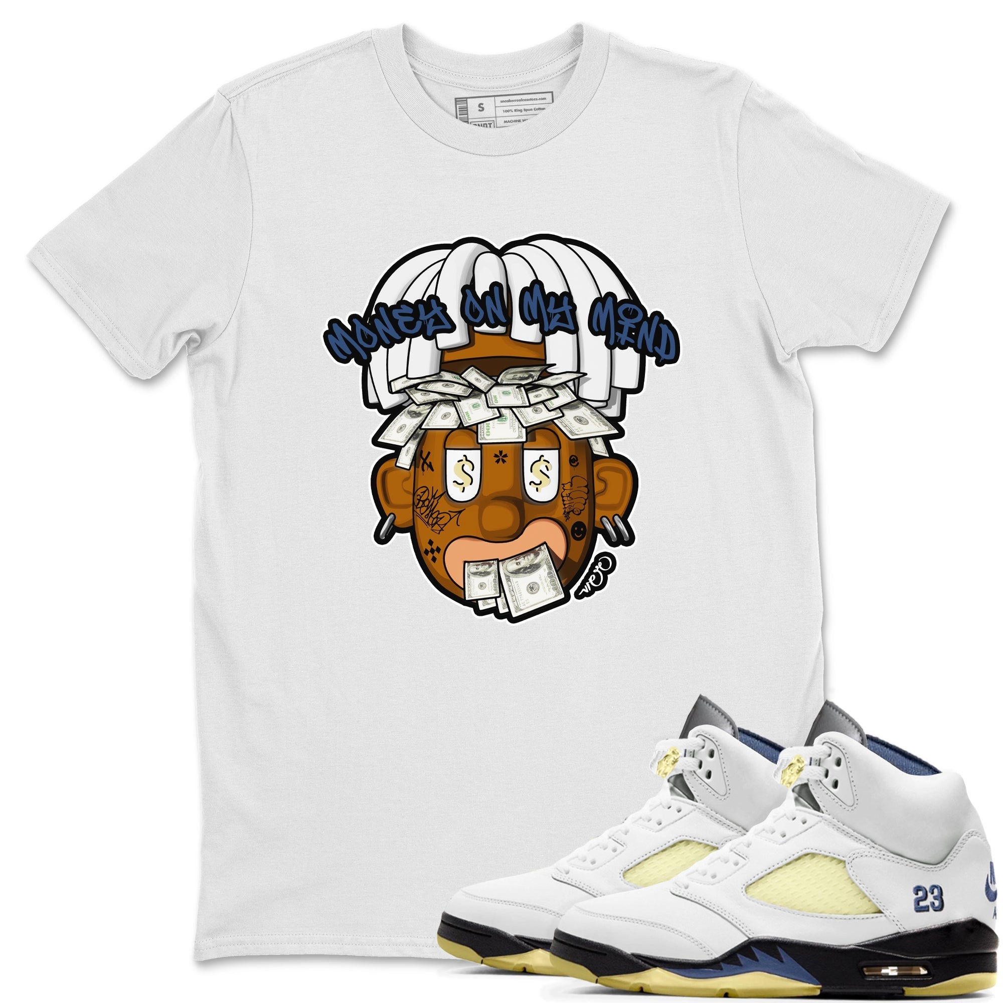 Air Jordan 5 A Ma Maniere x Photon Dust shirt to match jordans Money On My Mind sneaker tees Jordan 5 A Ma Maniere "Dawn" Drip Gear Zone Unisex White 1 T-Shirt