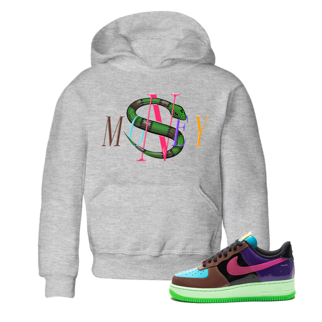 Air Force 1 Undefeated Fauna Brown Sneaker Match Tees Money Snake Sneaker Tees Air Force 1 Undefeated Fauna Brown Jordan to match sneaker T-Shirt Kids Shirts