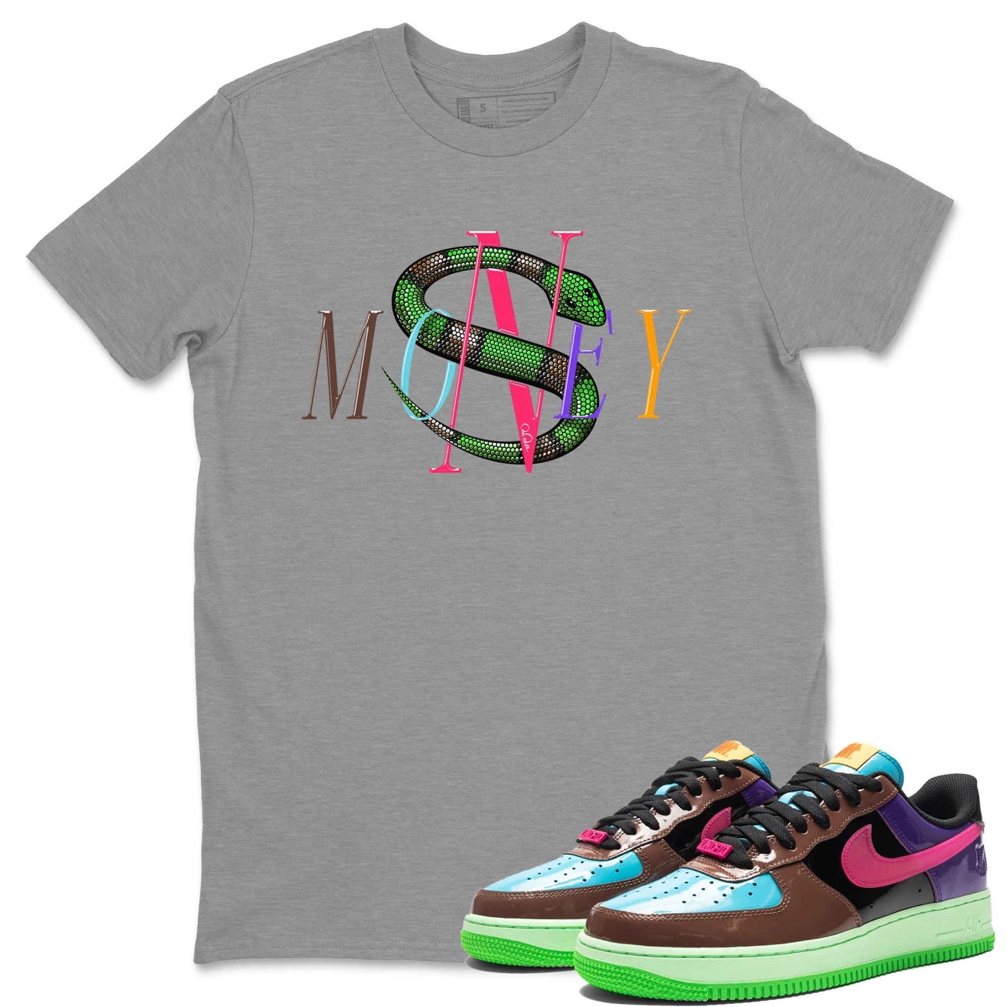 Air Force 1 Undefeated Fauna Brown Sneaker Match Tees Money Snake Sneaker Tees Air Force 1 Undefeated Fauna Brown Jordan to match sneaker T-Shirt Crew Neck Shirts