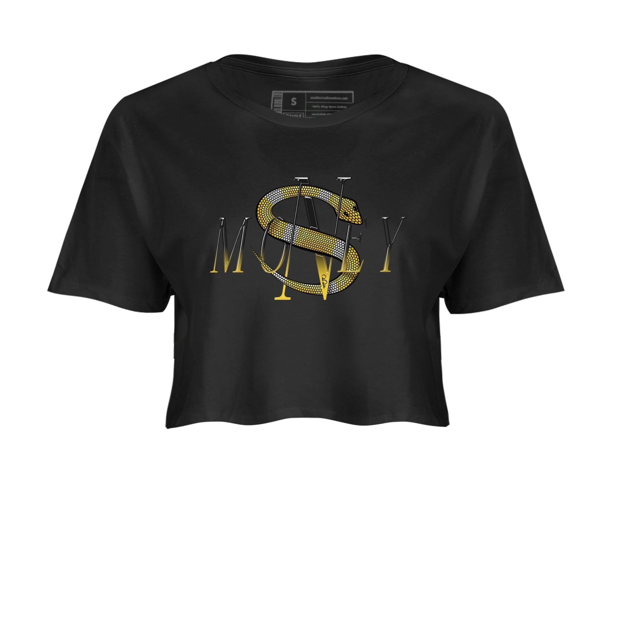 1s Yellow Ochre shirt to match jordans Money Snake sneaker tees streetwear brand Air Jordan 1 Yellow Ochre Drip Gear Zone Brand Black 2 crop length shirt