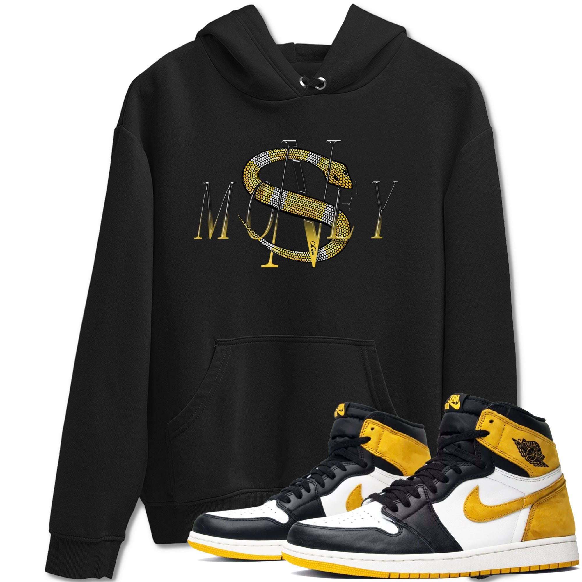 1s Yellow Ochre shirt to match jordans Money Snake sneaker tees streetwear brand Air Jordan 1 Yellow Ochre Drip Gear Zone Brand unisex cotton Black 1 crew neck shirt