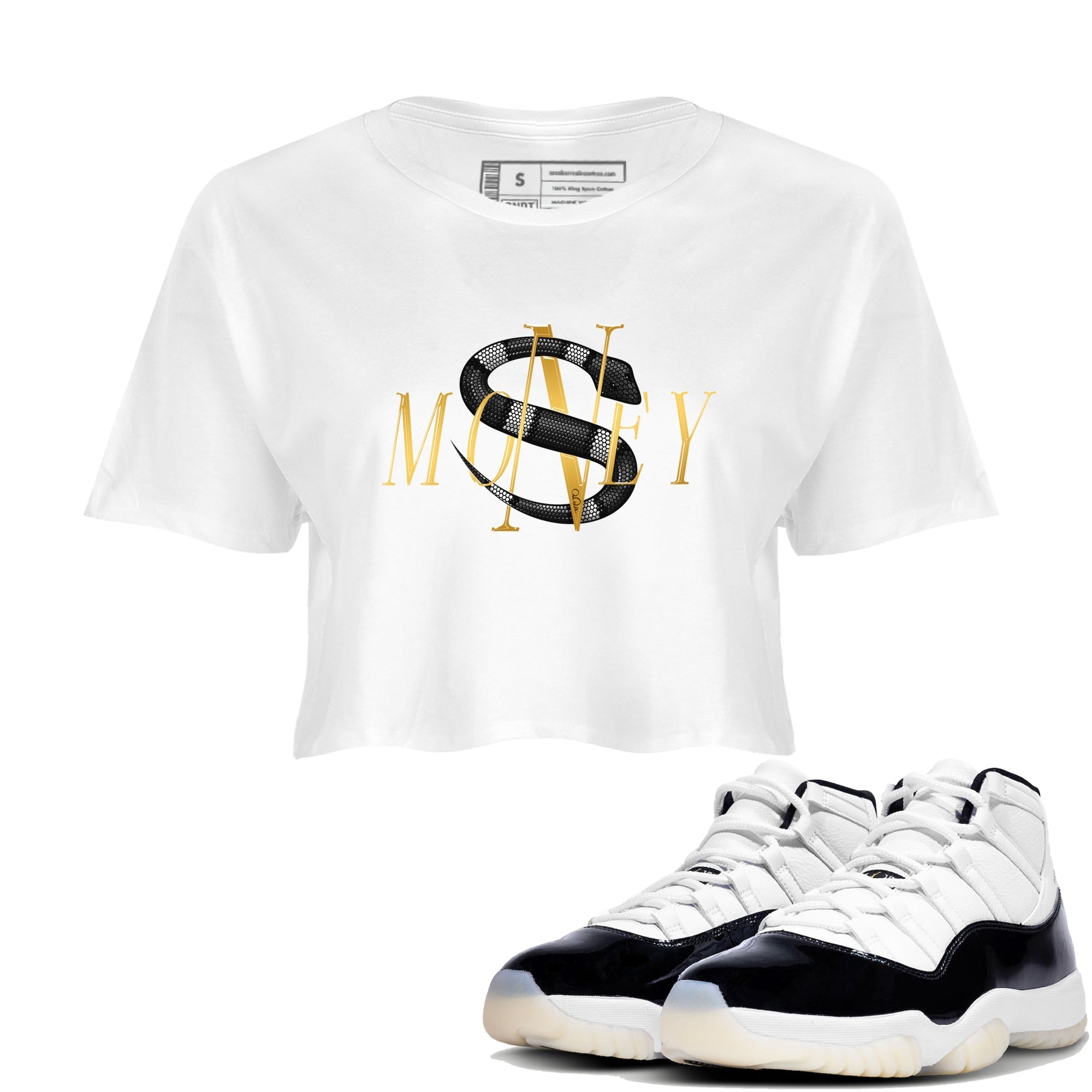 Air Jordan 11 Gratitude shirt to match jordans Money Snake sneaker tees AJ11 Gratitude Drip Gear Zone White 1 Crop T-Shirt