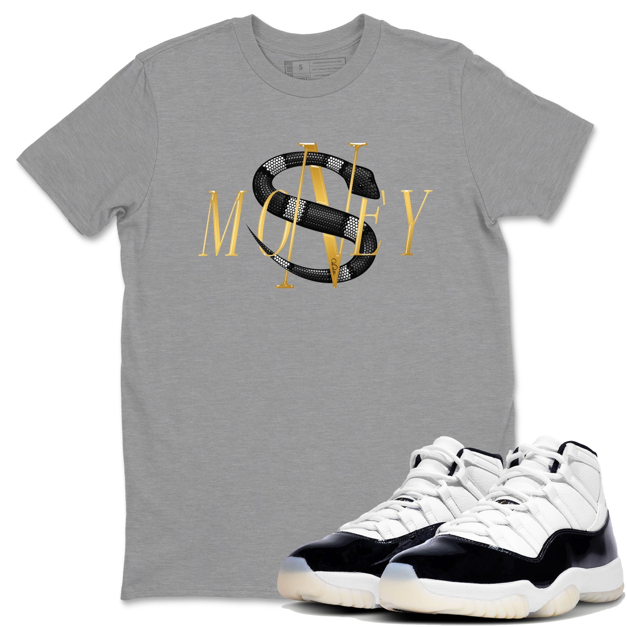 Air Jordan 11 Gratitude shirt to match jordans Money Snake sneaker tees AJ11 Gratitude Drip Gear Zone Unisex Heather Grey 1 T-Shirt
