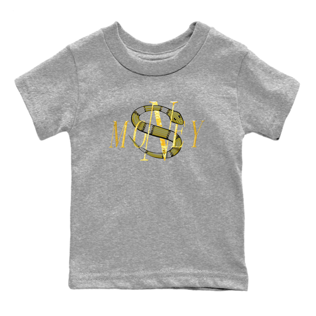 Air Jordan 11 Yellow Python Sneaker Match Tees Money Snake Streetwear Sneaker Shirt AJ11 Yellow Python Sneaker Release Tees Kids Shirts Heather Grey 2