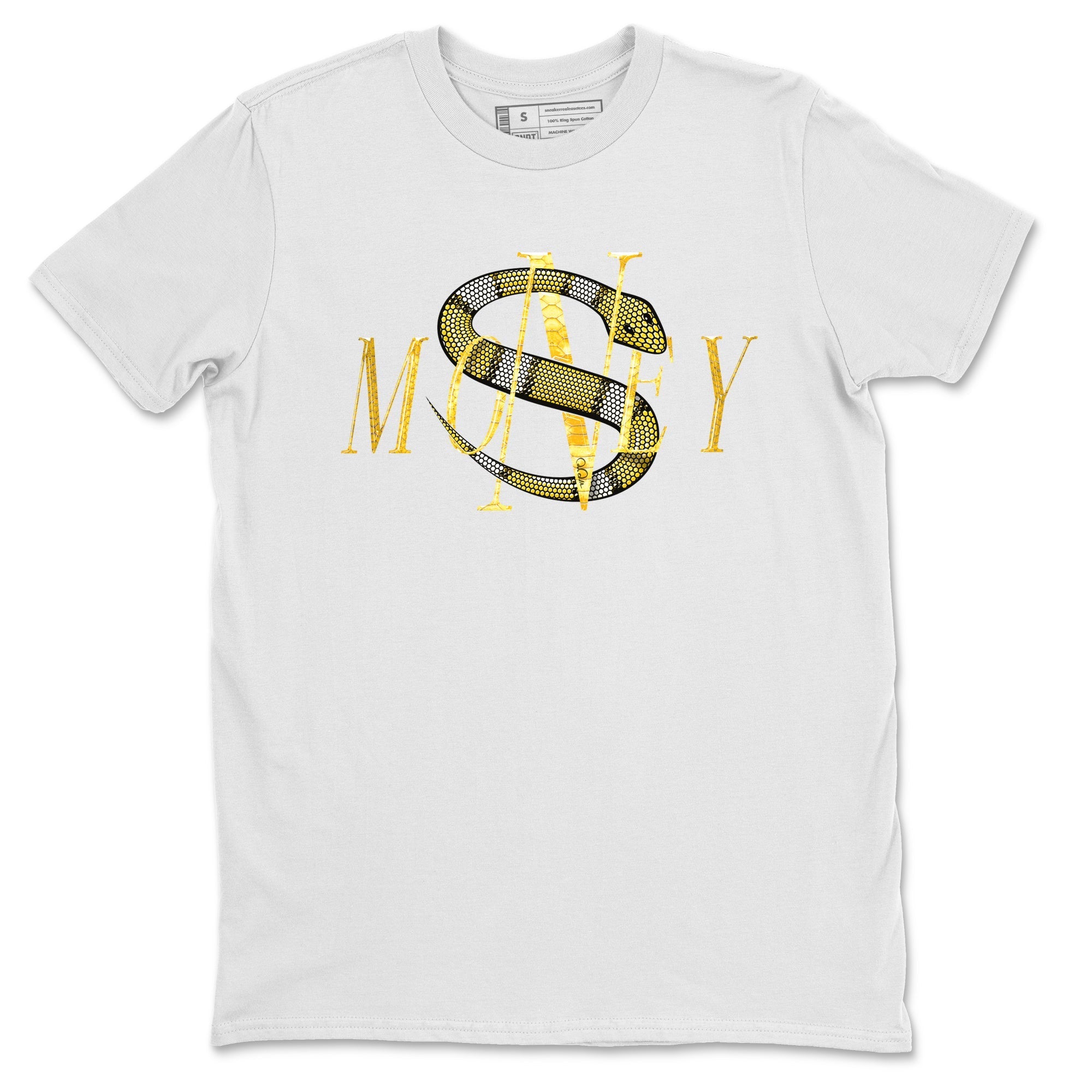 Air Jordan 11 Yellow Python Sneaker Match Tees Money Snake Streetwear Sneaker Shirt AJ11 Yellow Python Sneaker Release Tees Unisex Shirts White 2