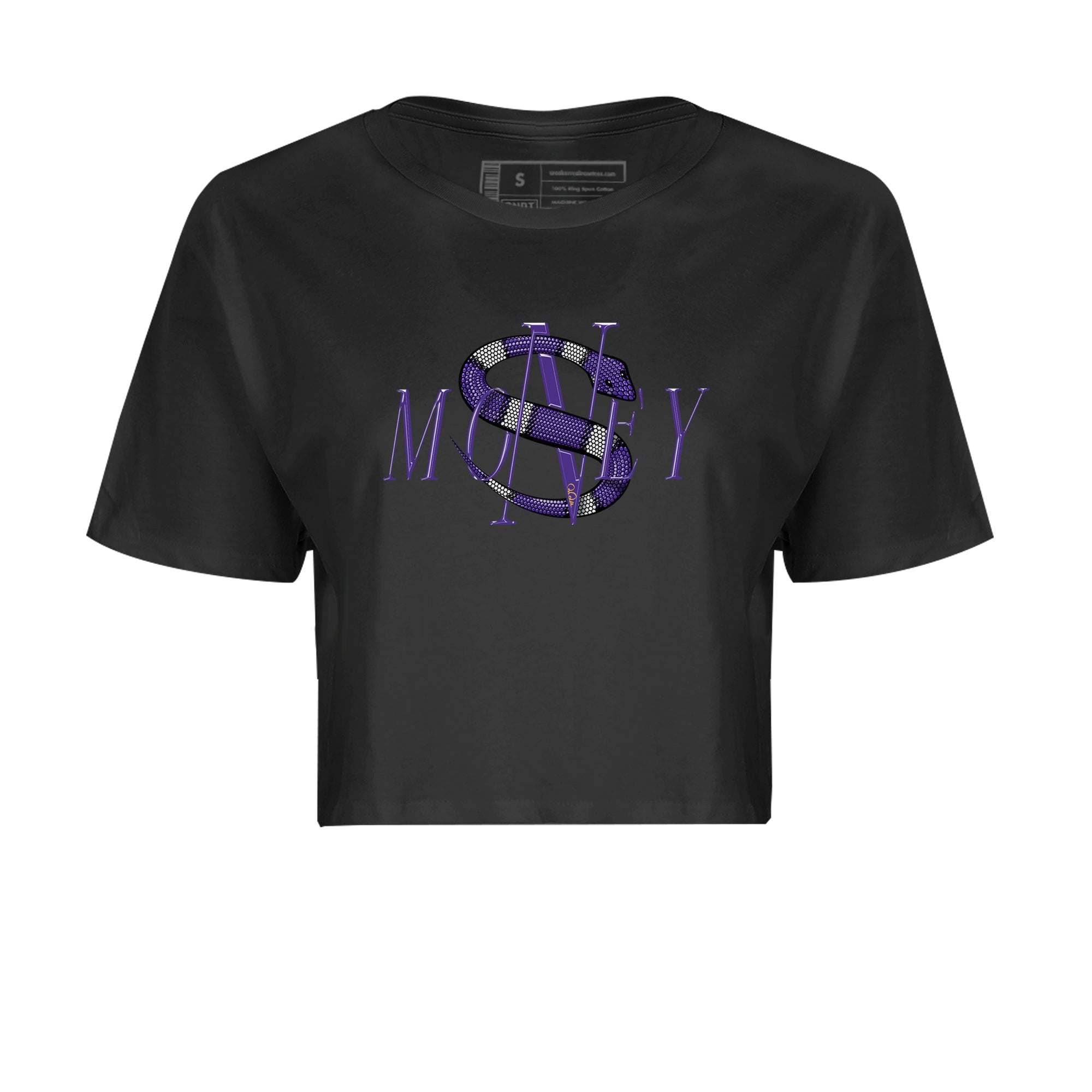Air Jordan 12 Field Purple Sneaker Match Tees Money Snake Sneaker Tees AJ12 Field Purple Sneaker Release Tees Women's Shirts Black 2