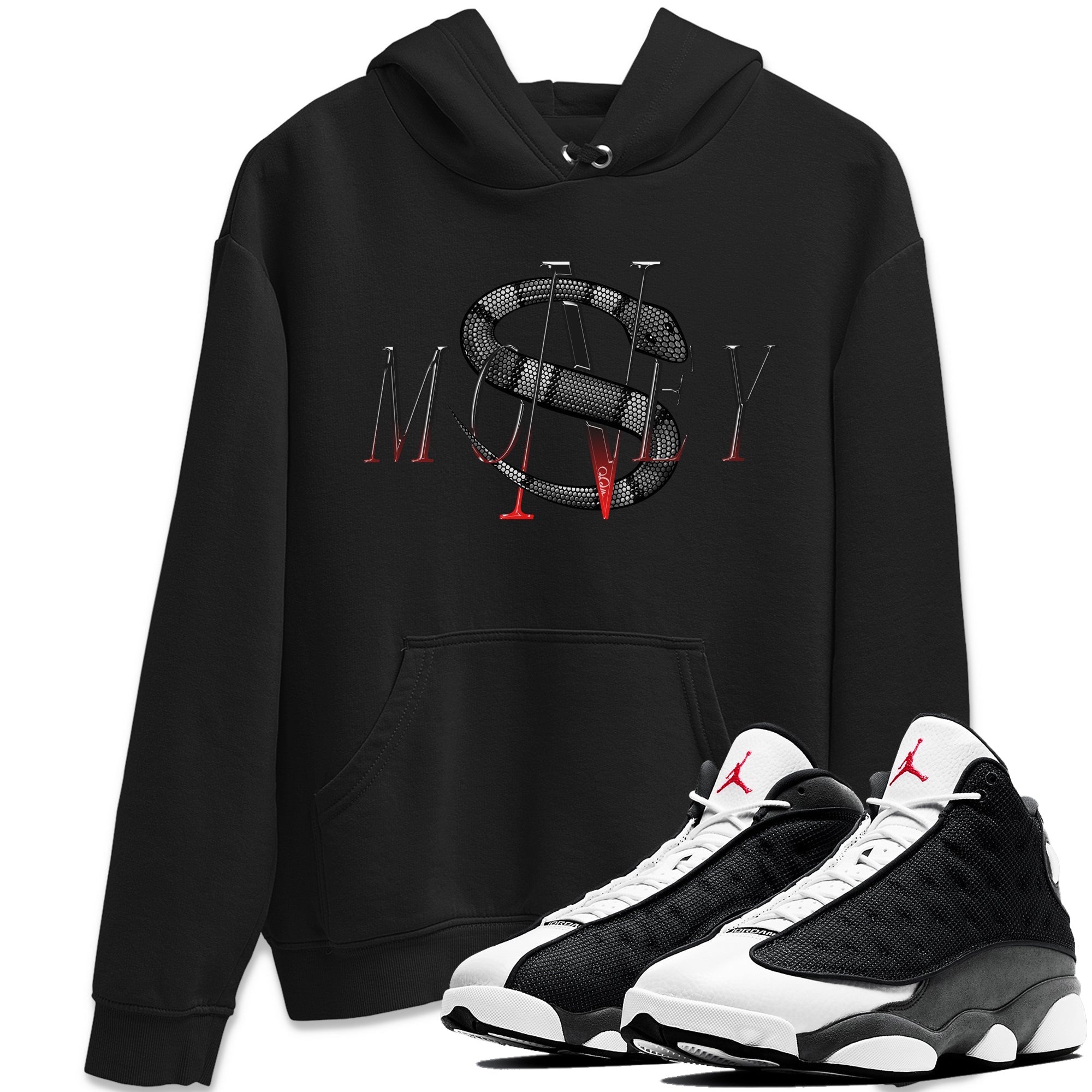 Air Jordan 13 Black Flint Sneaker Match Tees Money Snake Streetwear Sneaker Shirt AJ13 Retro Black Flint Sneaker Release Tees Unisex Shirts Black 1