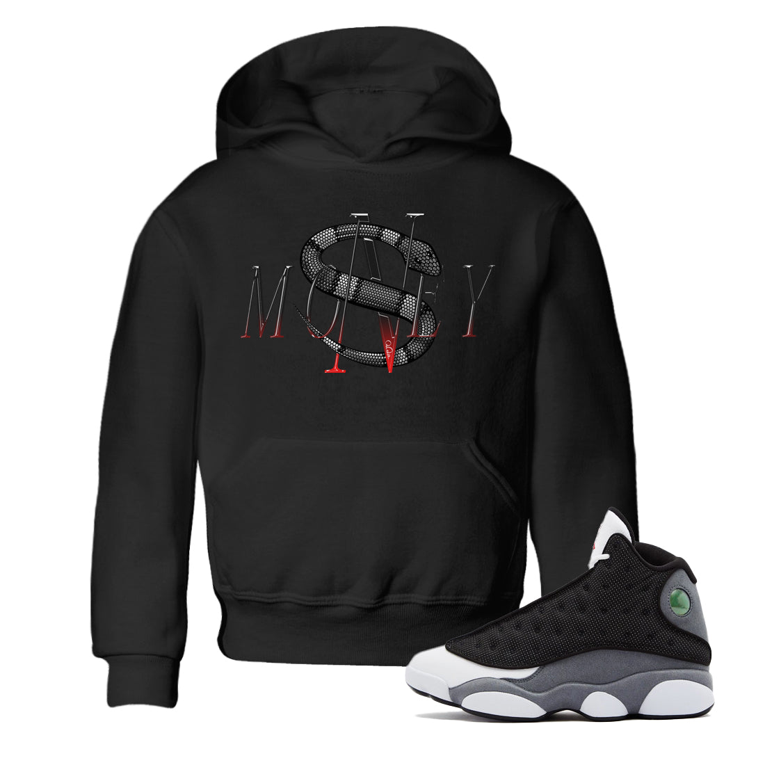 Air Jordan 13 Black Flint Sneaker Match Tees Money Snake Streetwear Sneaker Shirt AJ13 Retro Black Flint Sneaker Release Tees Kids Shirts Black 1