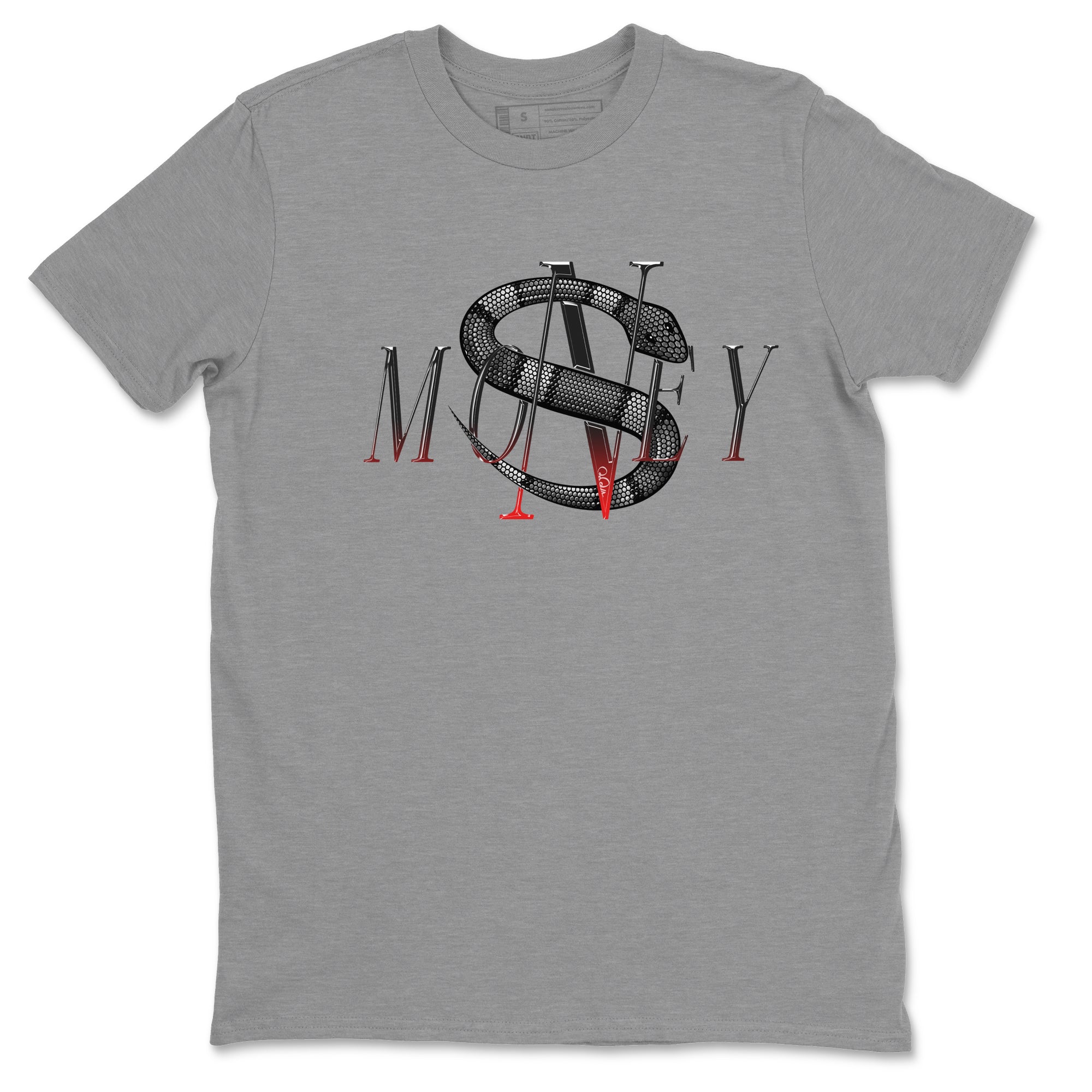 Air Jordan 13 Black Flint Sneaker Match Tees Money Snake Streetwear Sneaker Shirt AJ13 Retro Black Flint Sneaker Release Tees Unisex Shirts Heather Grey 2