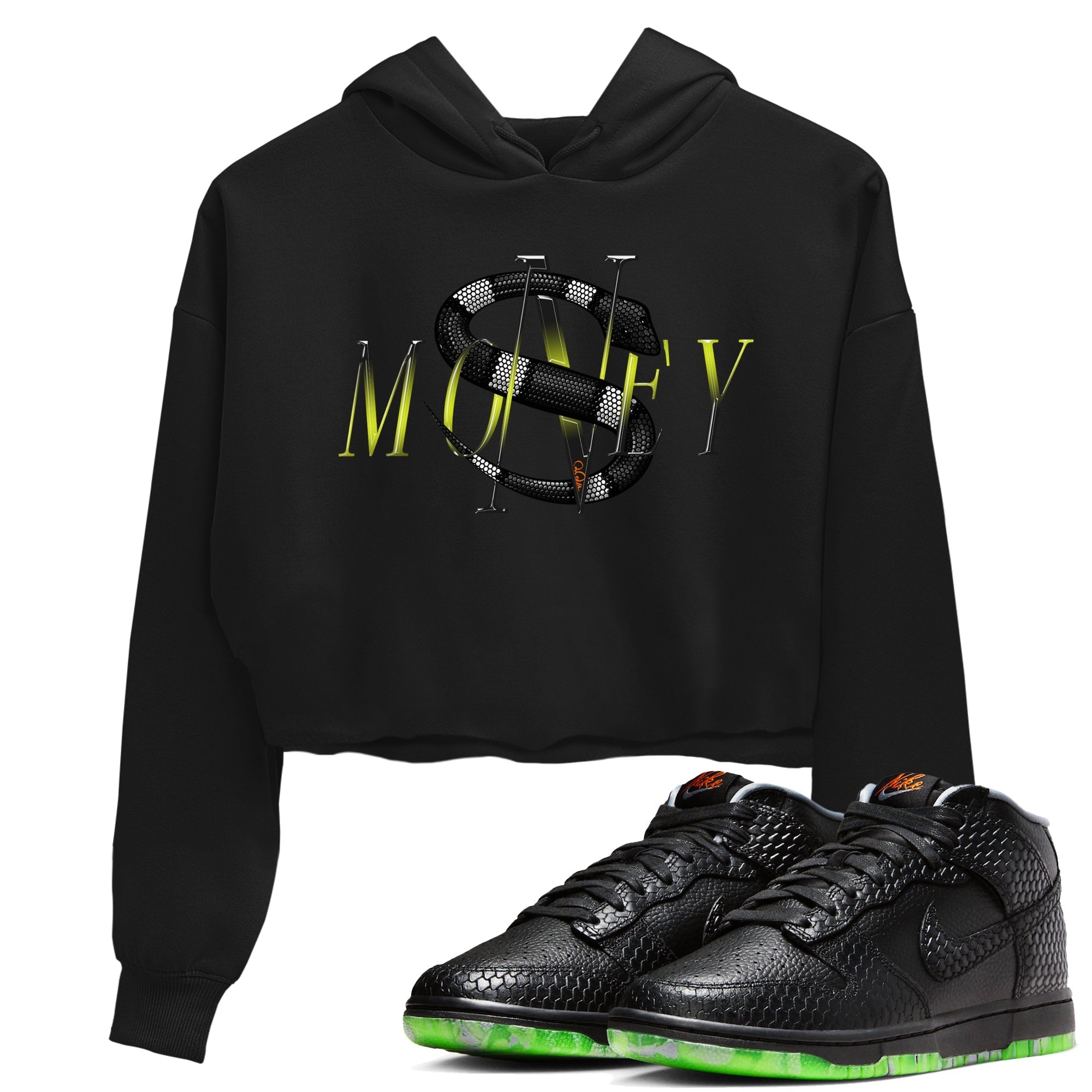 Dunk Halloween shirt to match jordans Money Snake sneaker tees Halloween Night NikeDunk Halloween Drip Gear Zone Black 1 Crop T-Shirt