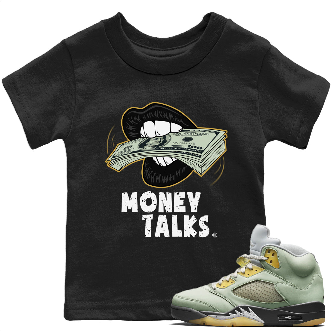 Jordan 5 Jade Horizon Sneaker Matching T-Shirt Money Talks Sneaker Tees Jordan 5 Jade Horizon Sneaker Release Tees Kids Shirts