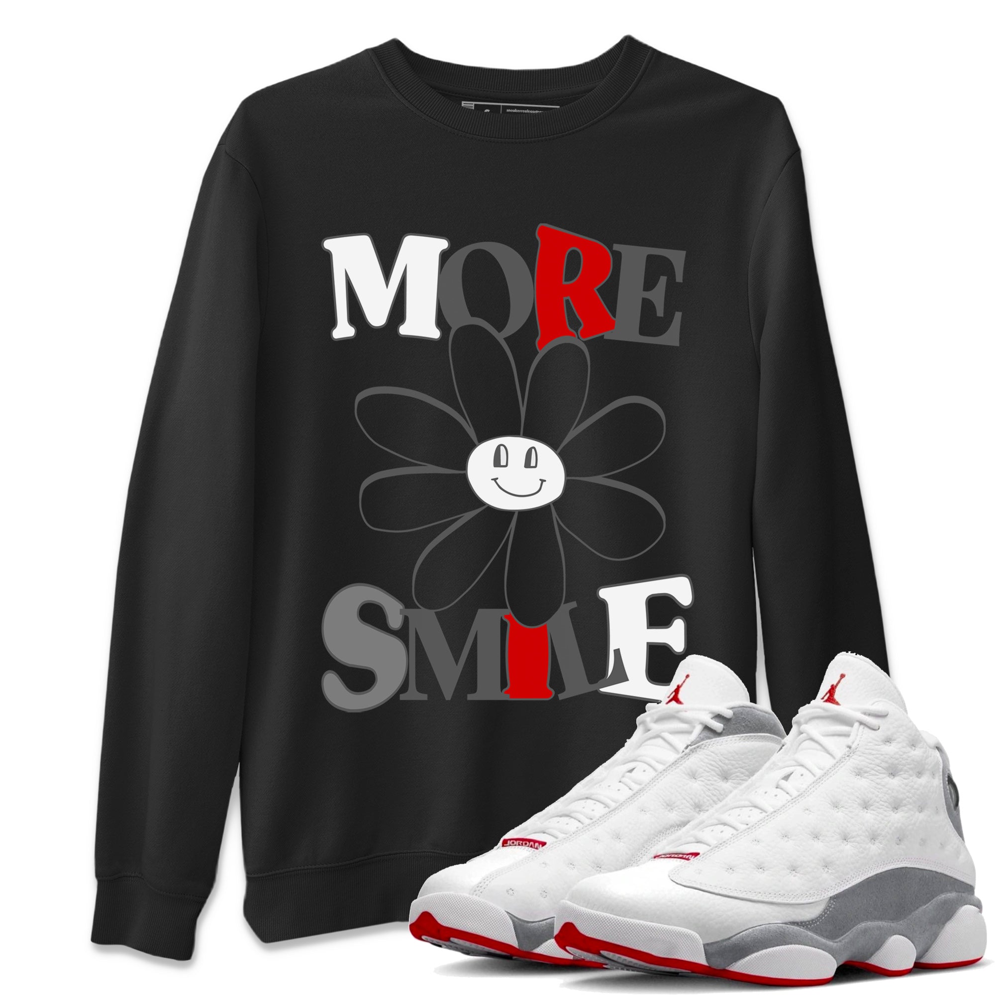 Air Jordan 13 Wolf Grey Sneaker Match Tees More Smile Streetwear Sneaker Shirt Air Jordan 13 Retro Wolf Grey T-Shirt Unisex Shirts Black 1