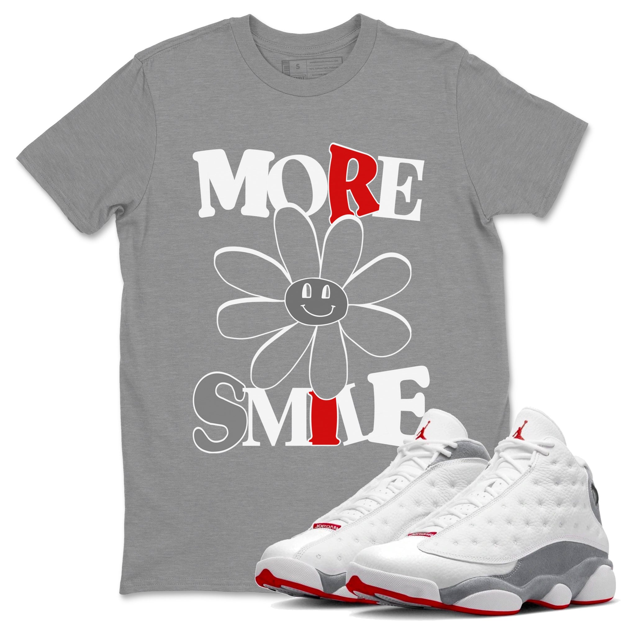 Air Jordan 13 Wolf Grey More Smile Crew Neck Streetwear Sneaker Shirt Air Jordan 13 Wolf Grey Sneaker T-Shirts Size Chart