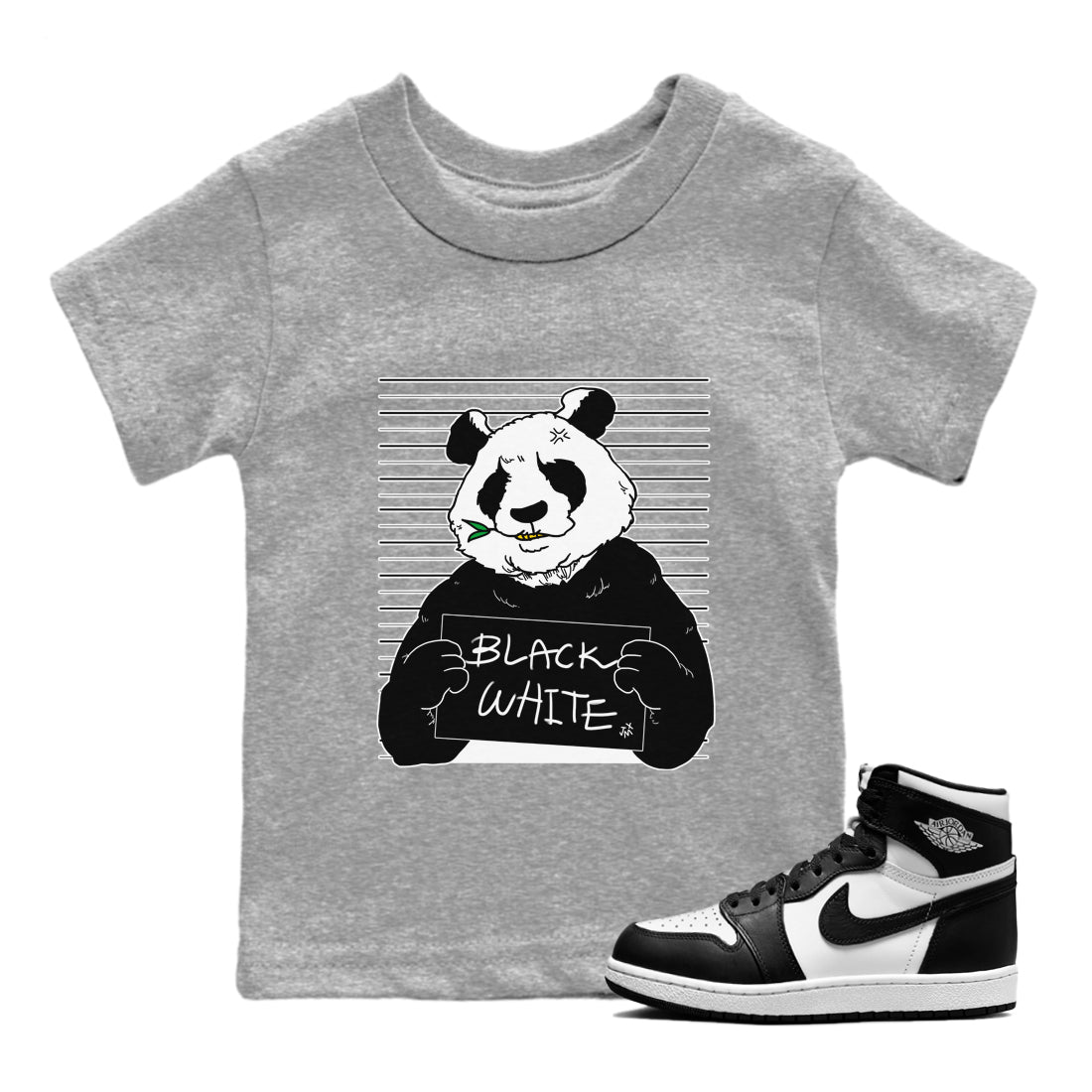 Jordan 1 Black White Sneaker Matching T-Shirt Mugshot Sneaker Tees Jordan 1 Black White Sneaker Release Tees Kids Shirts