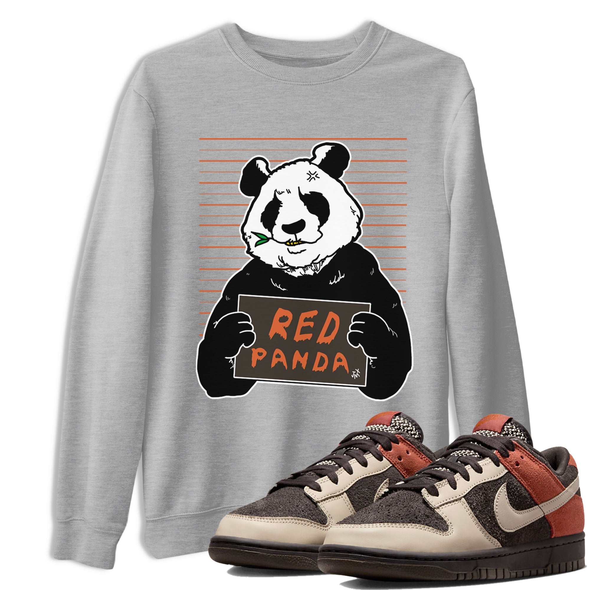 Nike Dunk Low Red Panda shirt to match jordans Mugshot sneaker tees Dunk Red Panda Drip Gear Zone Sneaker T-Shirts Crew Neck Casual Fit Heather Grey 1 T-Shirt