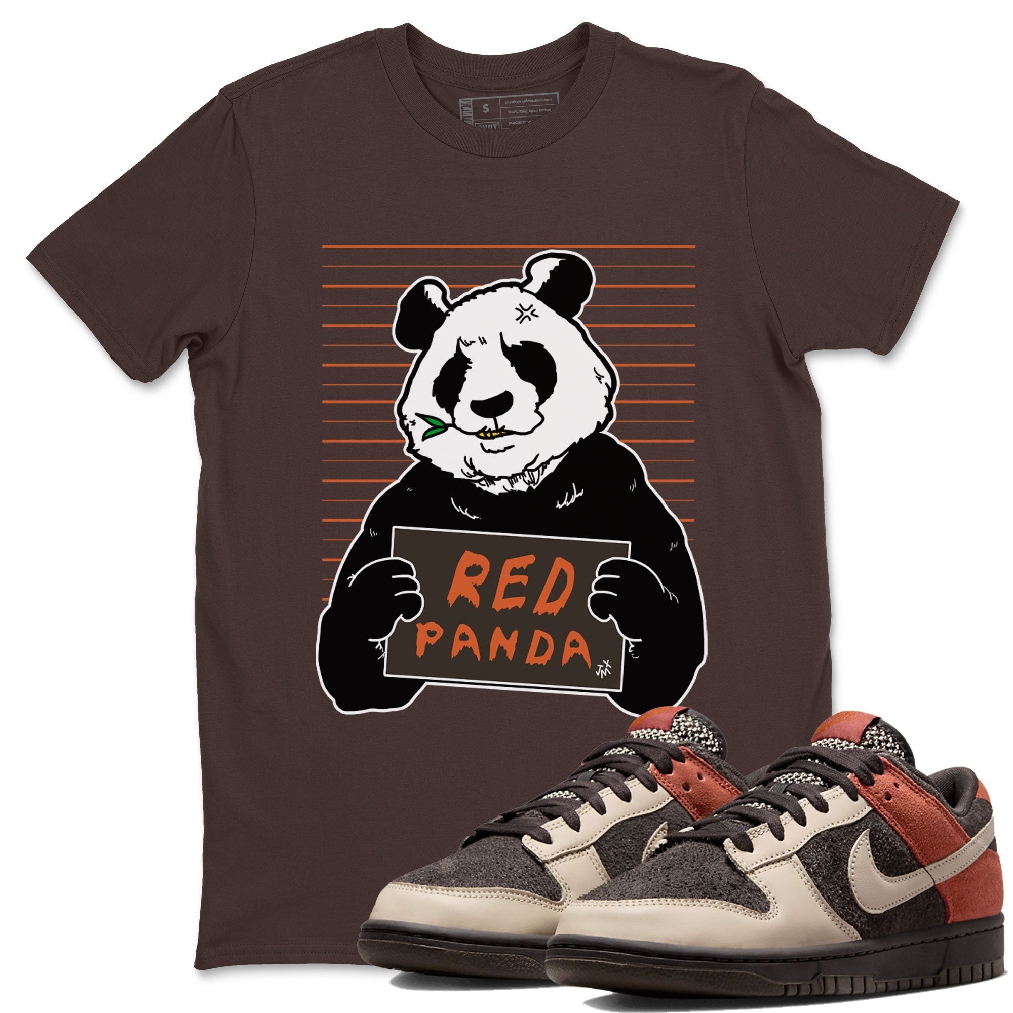 Nike Dunk Low Red Panda shirt to match jordans Mugshot sneaker tees Dunk Red Panda Drip Gear Zone Sneaker T-Shirts Crew Neck Casual Fit Dark Chocolate 1 T-Shirt