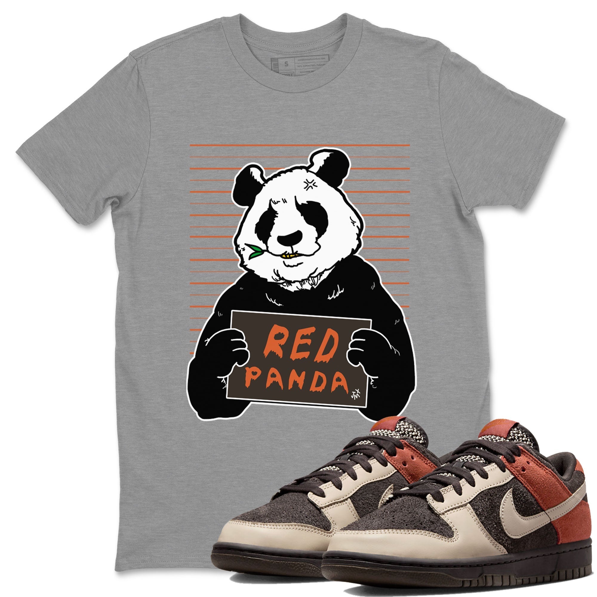 Nike Dunk Low Red Panda shirt to match jordans Mugshot sneaker tees Dunk Red Panda Drip Gear Zone Sneaker T-Shirts Crew Neck Casual Fit Heather Grey 1 T-Shirt