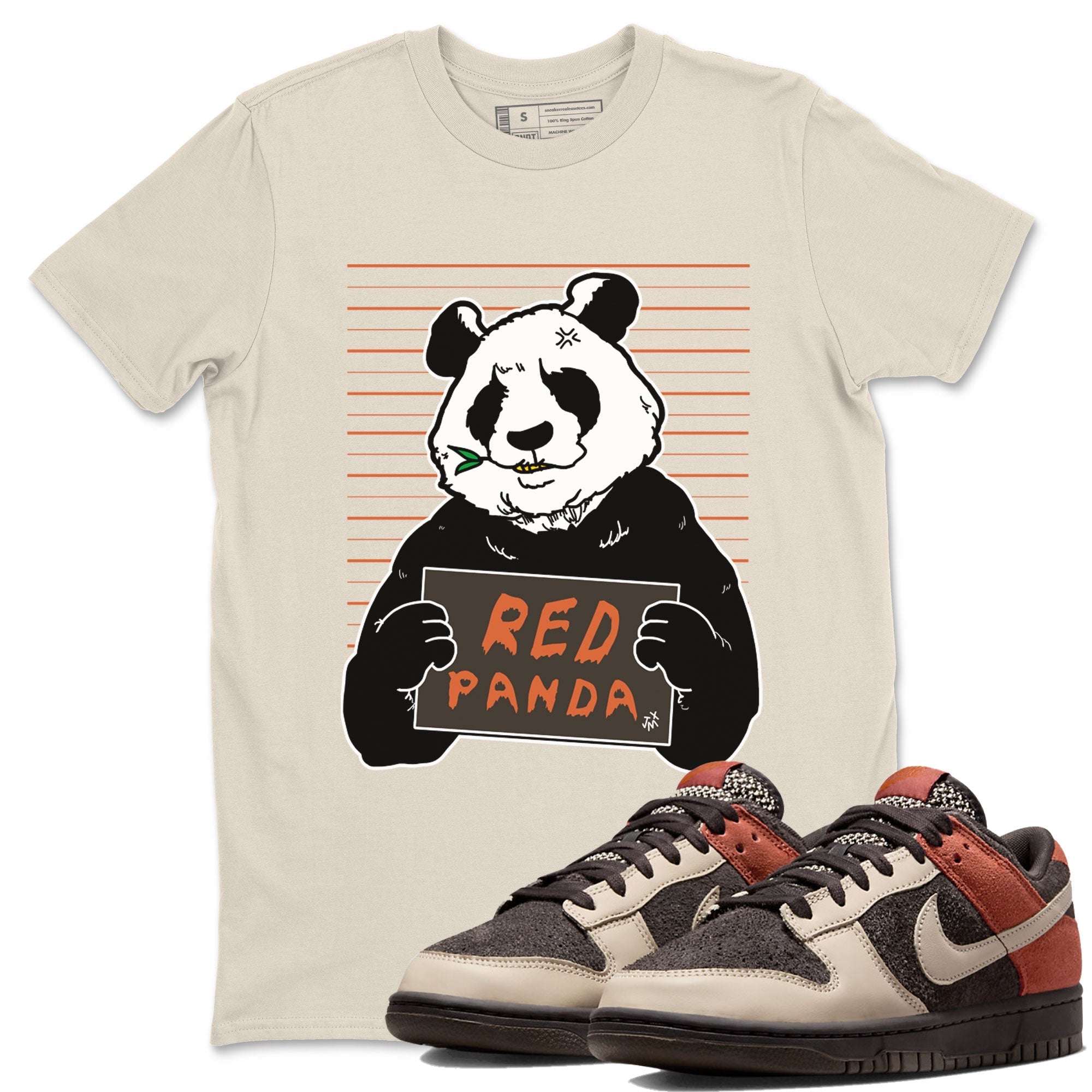 Nike Dunk Low Red Panda shirt to match jordans Mugshot sneaker tees Dunk Red Panda Drip Gear Zone Sneaker T-Shirts Crew Neck Casual Fit Natural 1 T-Shirt