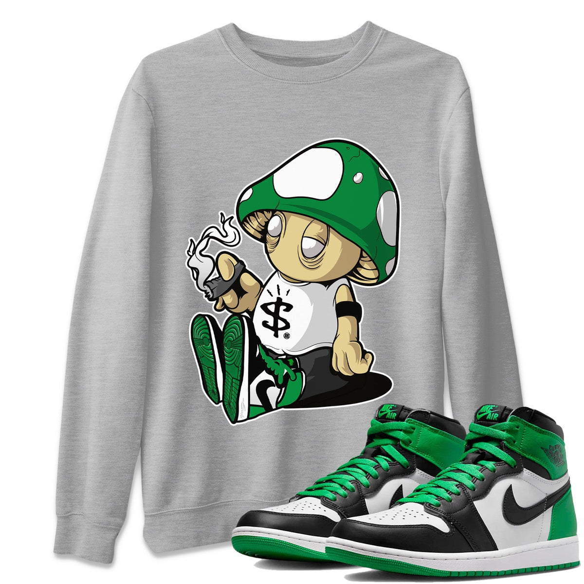 Air Jordan 1 Celtics Shirt To Match Jordans Mushrooms Sneaker Tees Air Jordan 1 Retro Celtics Drip Gear Zone Sneaker Matching Clothing Unisex Shirts Heather Grey 1