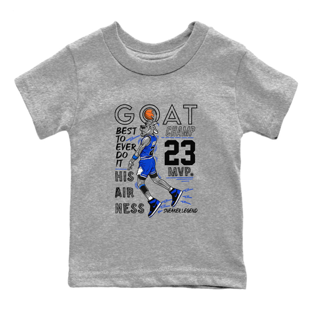1s Royal Reimagined shirt to match jordans MVP Goat sneaker shirts Air Jordan 1 Royal Reimagined Drip Gear Zone Kids Baby Toddler sneaker shirts Heather Grey 2 T-Shirt