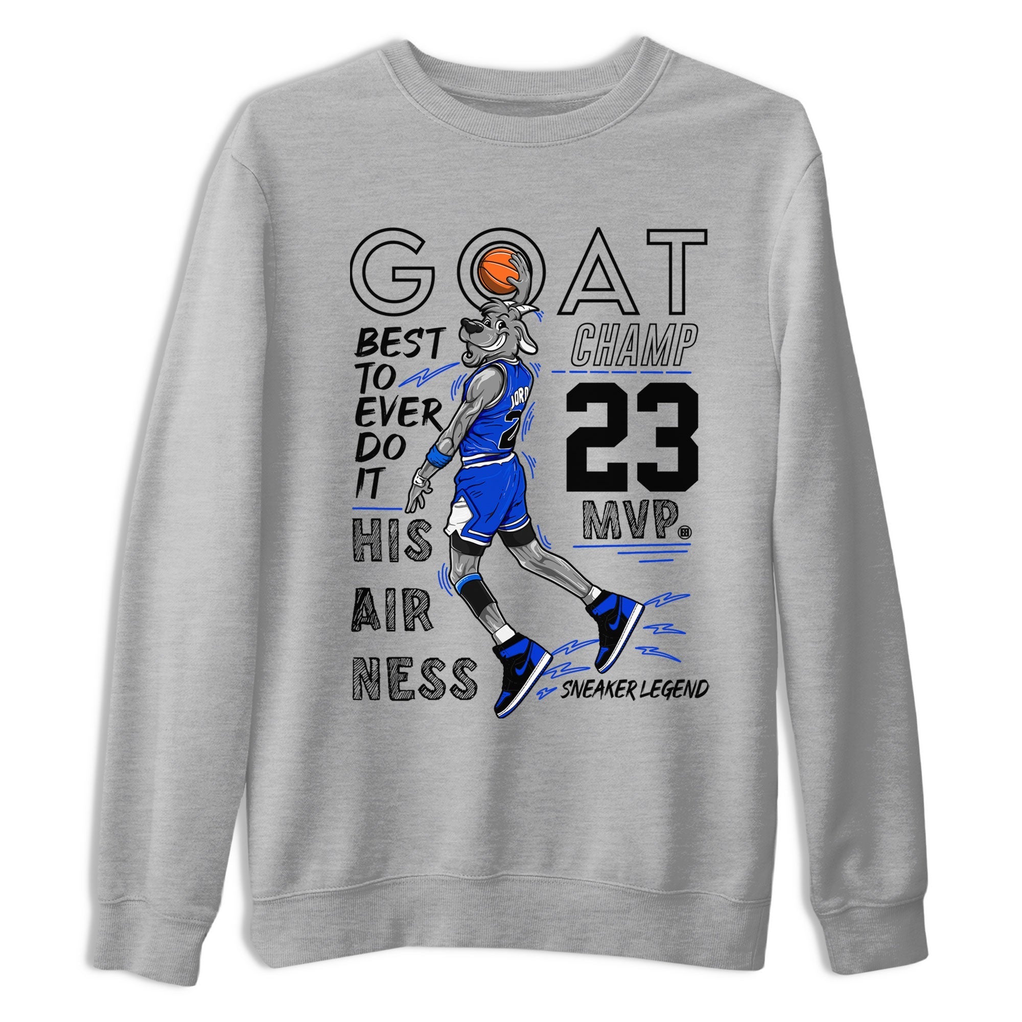 1s Royal Reimagined shirt to match jordans MVP Goat sneaker shirts Air Jordan 1 Royal Reimagined Drip Gear Zone Unisex Sneaker Tees and Sneaker Match T-Shirt Heather Grey 2 T-Shirt