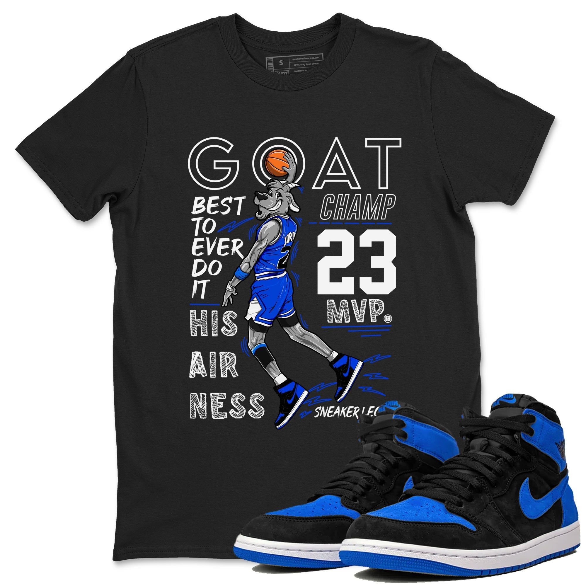 1s Royal Reimagined shirt to match jordans MVP Goat sneaker shirts Air Jordan 1 Royal Reimagined Drip Gear Zone Unisex Sneaker Tees and Sneaker Match T-Shirt Black 1 T-Shirt