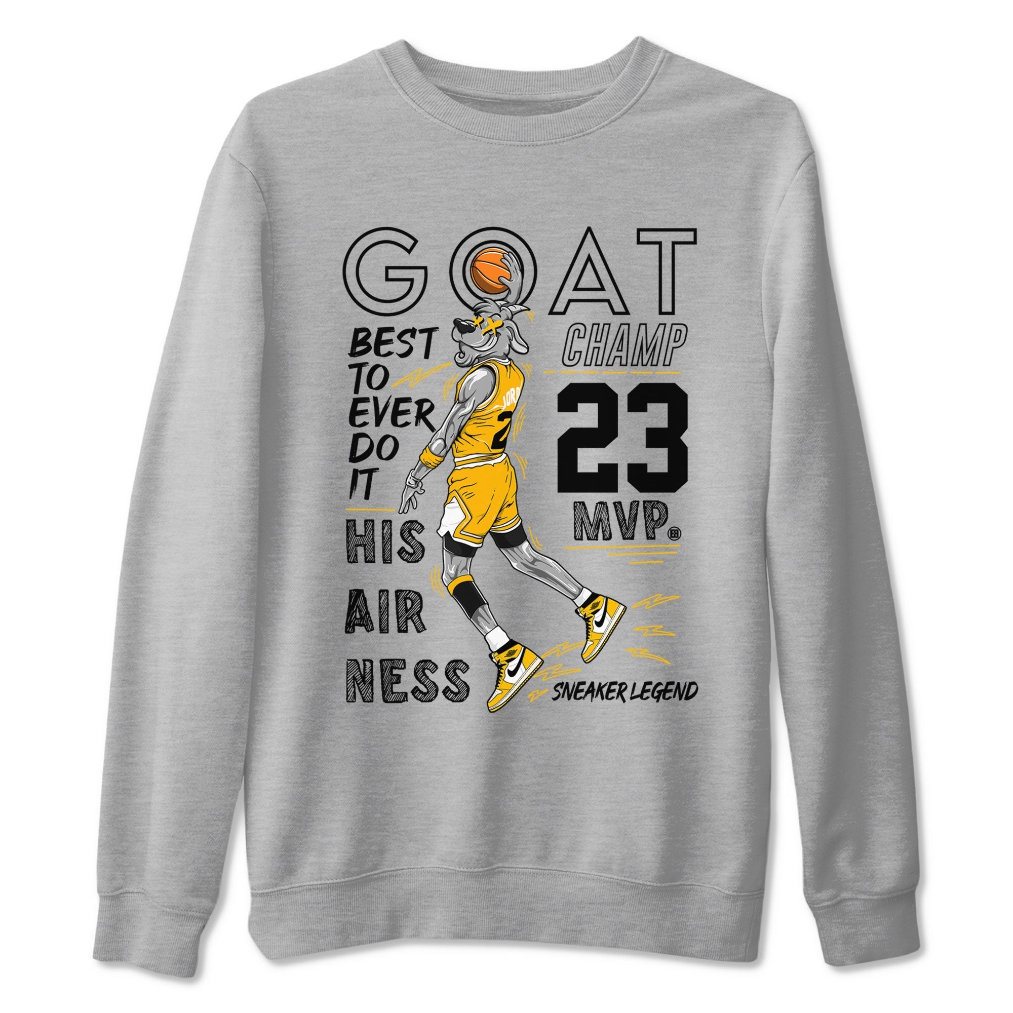 AJ1 Yellow Ochre shirt to match jordans MVP Goat sneaker tees streetwear brand Air Jordan 1 Yellow Ochre Drip Gear Zone Brand unisex cotton Heather Grey 2 crew neck shirt