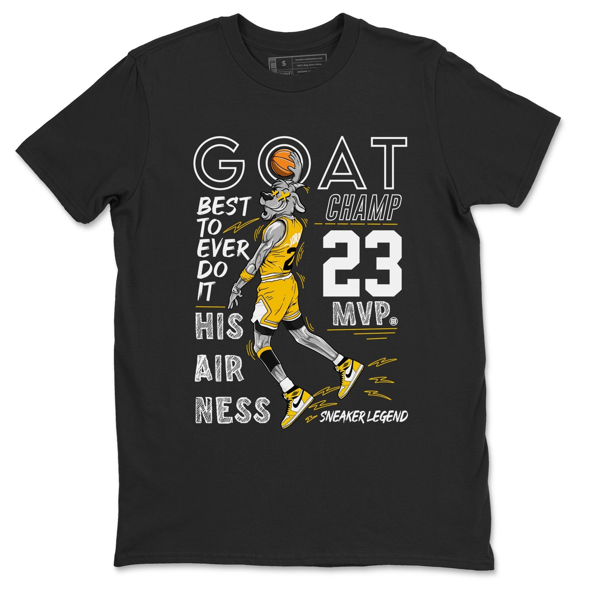 AJ1 Yellow Ochre shirt to match jordans MVP Goat sneaker tees streetwear brand Air Jordan 1 Yellow Ochre Drip Gear Zone Brand unisex cotton Black 2 crew neck shirt