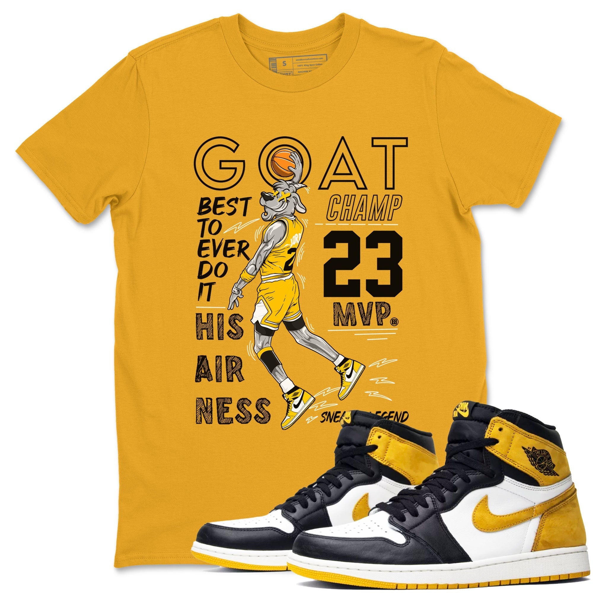 AJ1 Yellow Ochre shirt to match jordans MVP Goat sneaker tees streetwear brand Air Jordan 1 Yellow Ochre Drip Gear Zone Brand unisex cotton Gold 1 crew neck shirt