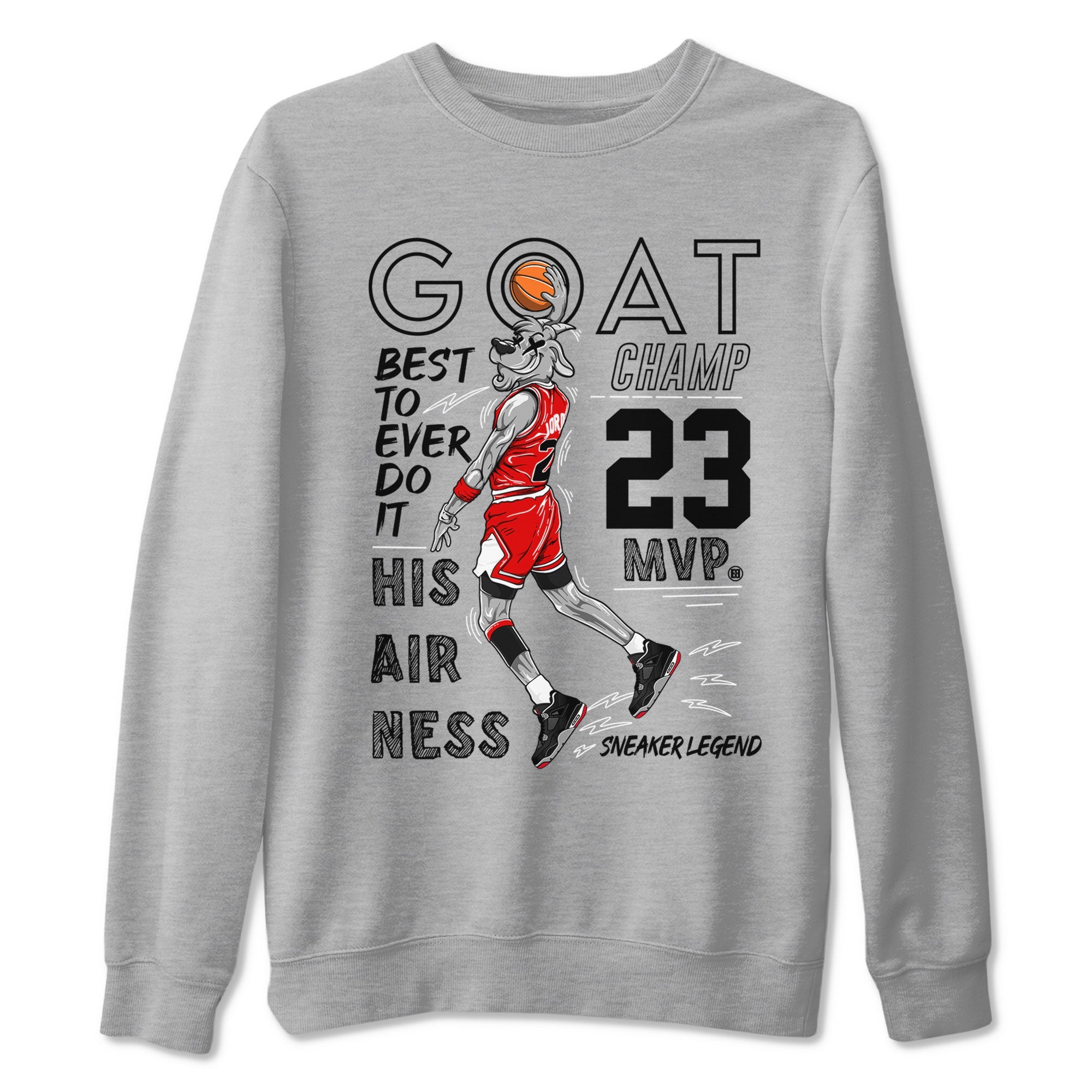 AJ4 Retro Bred Reimagined shirt to match jordans MVP Goat sneaker tees Air Jordan 4 Retro Bred Reimagined Drip Gear Zone unisex cotton Heather Grey 2 crew neck shirt