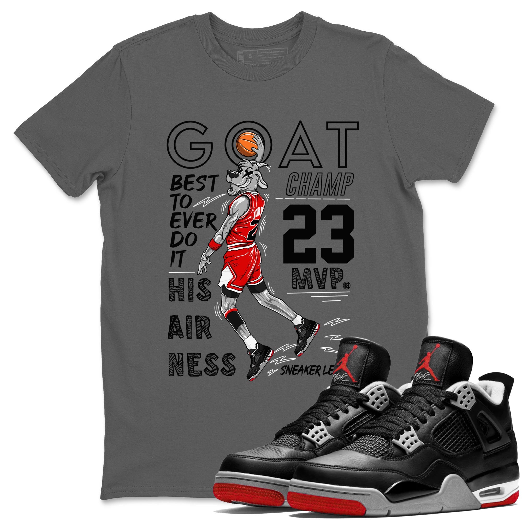 AJ4 Retro Bred Reimagined shirt to match jordans MVP Goat sneaker tees Air Jordan 4 Retro Bred Reimagined Drip Gear Zone unisex cotton Cool Grey 1 crew neck shirt