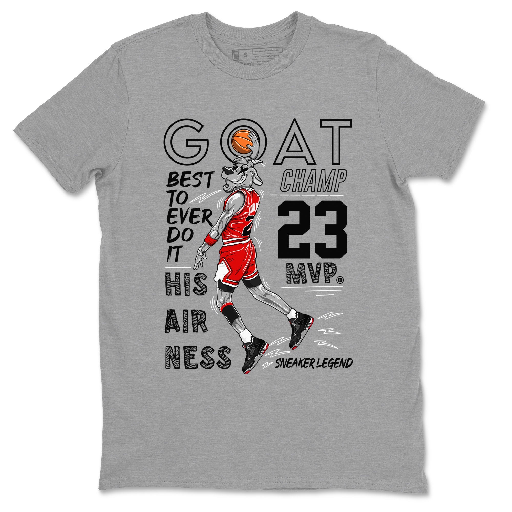 AJ4 Retro Bred Reimagined shirt to match jordans MVP Goat sneaker tees Air Jordan 4 Retro Bred Reimagined Drip Gear Zone unisex cotton Heather Grey 2 crew neck shirt