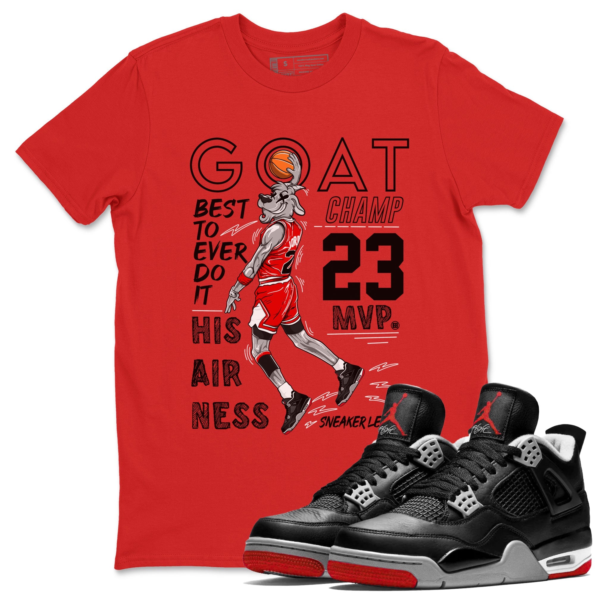 AJ4 Retro Bred Reimagined shirt to match jordans MVP Goat sneaker tees Air Jordan 4 Retro Bred Reimagined Drip Gear Zone unisex cotton Red 1 crew neck shirt
