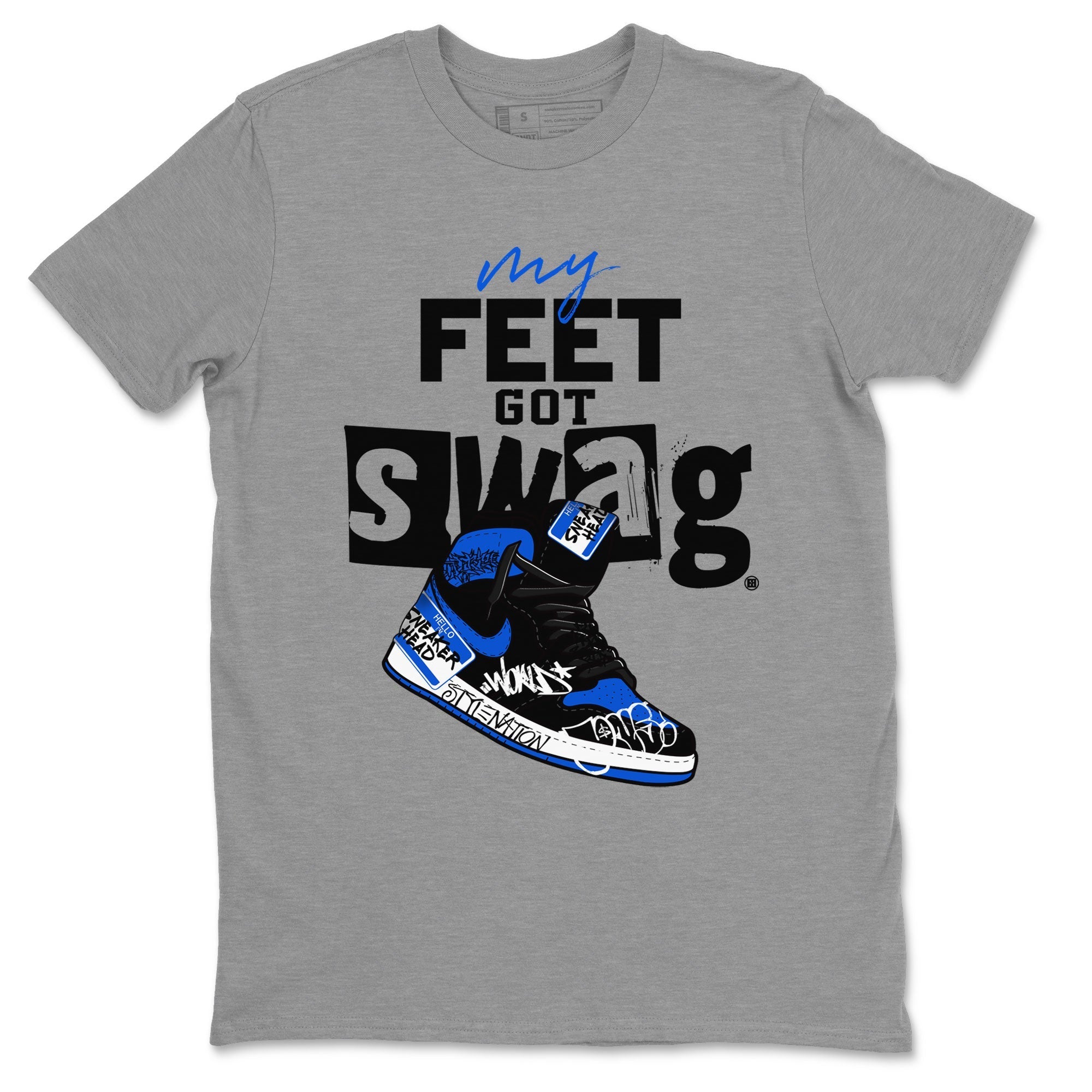 1s Royal Reimagined shirt to match jordans My Feet Got Swag sneaker shirts Air Jordan 1 Royal Reimagined Drip Gear Zone Unisex Sneaker Tees and Sneaker Match T-Shirt Heather Grey 2 T-Shirt