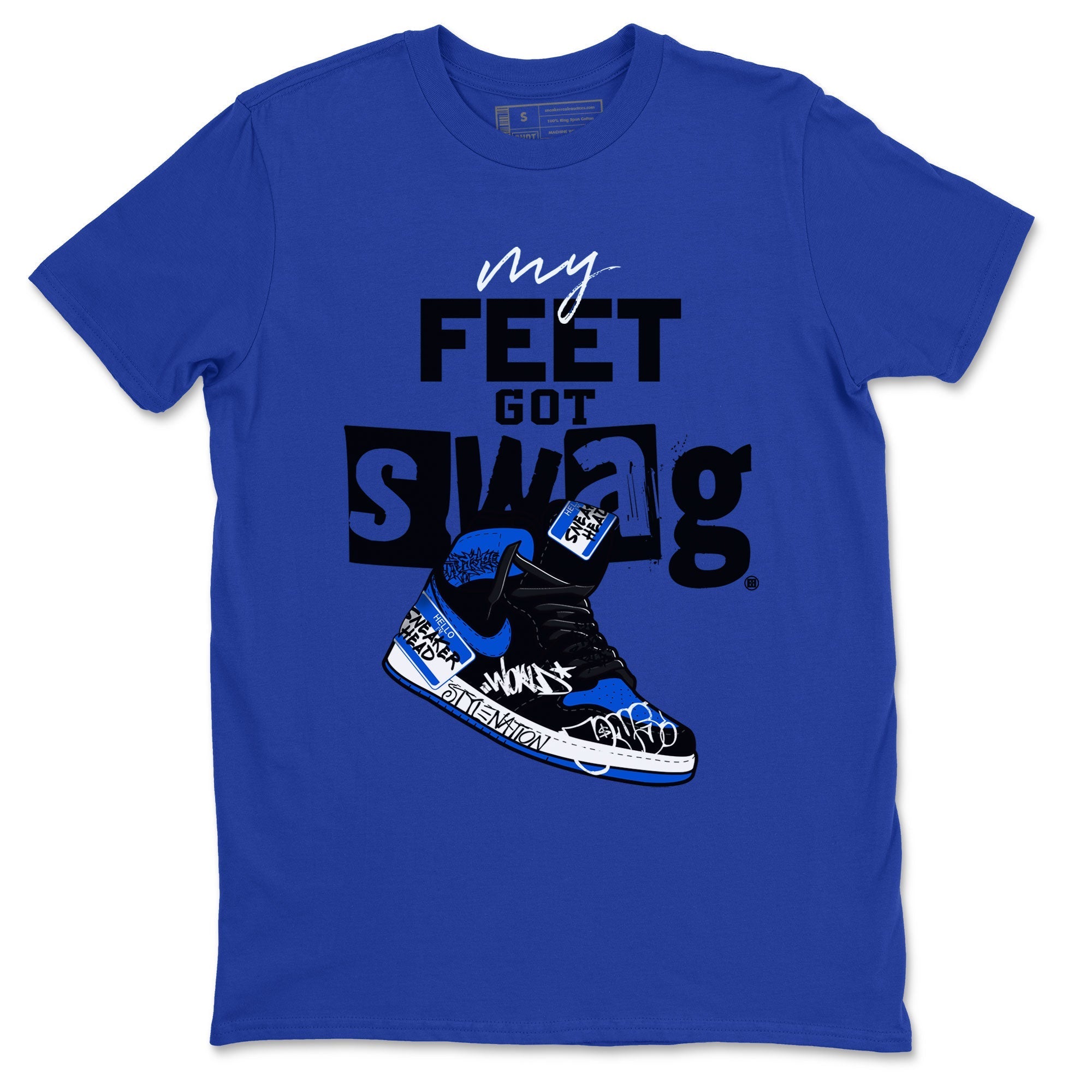 1s Royal Reimagined shirt to match jordans My Feet Got Swag sneaker shirts Air Jordan 1 Royal Reimagined Drip Gear Zone Unisex Sneaker Tees and Sneaker Match T-Shirt Royal Blue 2 T-Shirt