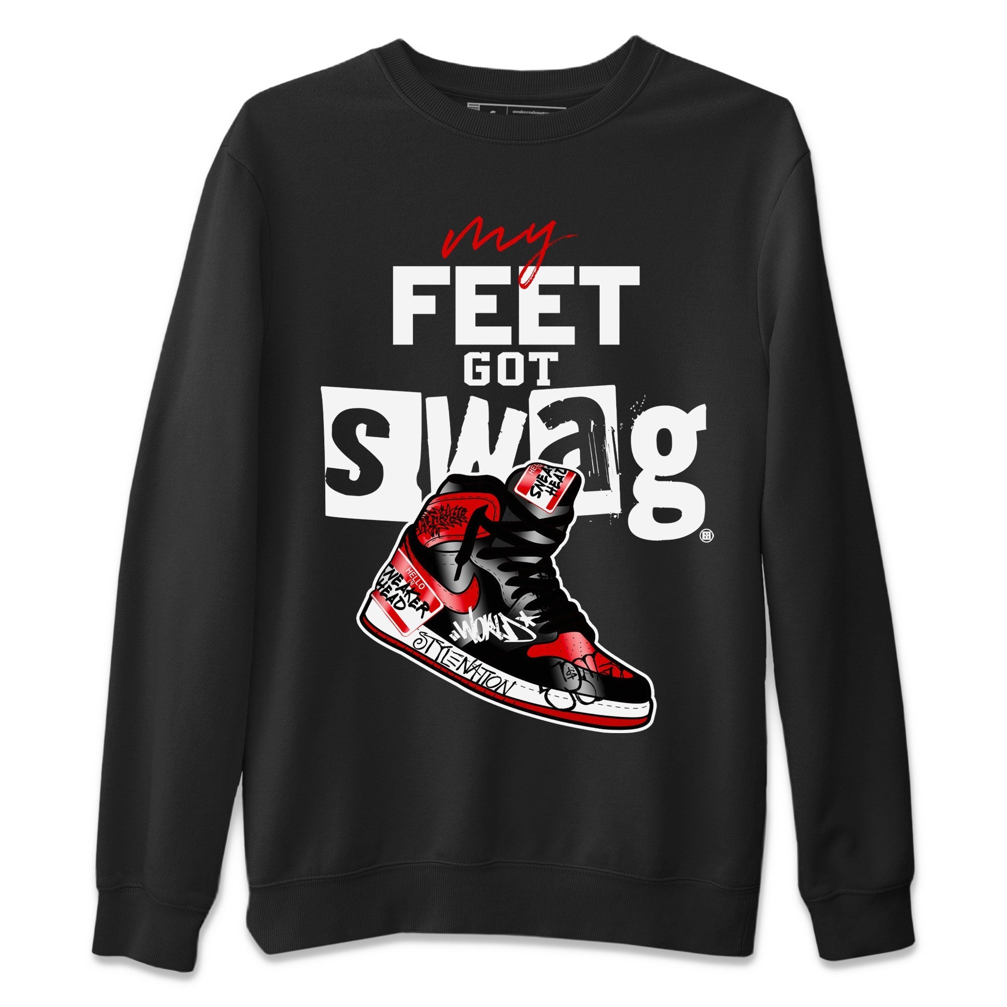 AJ1 Satin Bred shirt to match jordans My Feet Got Swag Streetwear Sneaker Shirt Air Jordan 1 Satin Bred Drip Gear Zone Sneaker Matching Clothing Unisex Black 2 T-Shirt