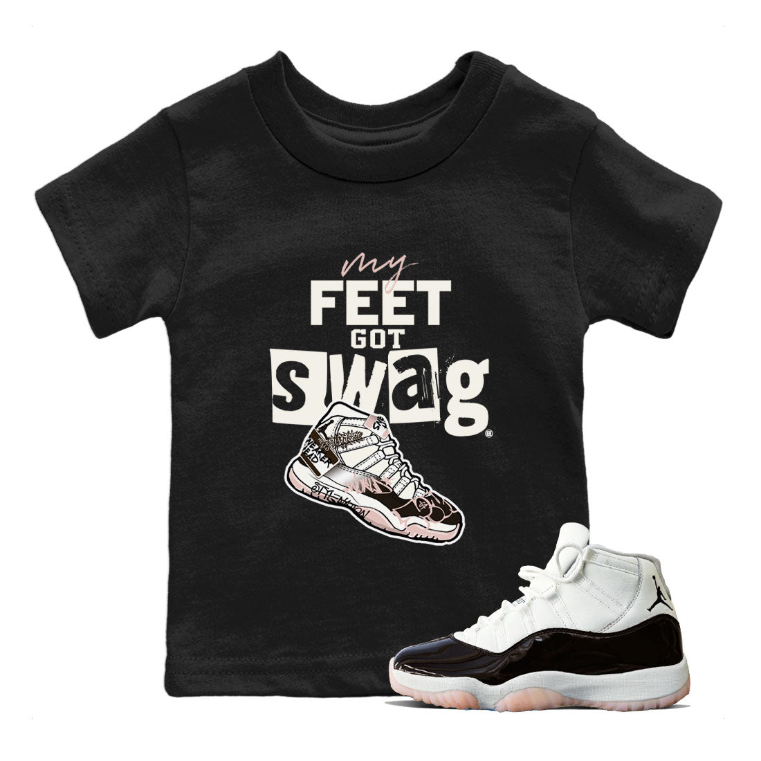 Air Jordan 11 Neapolitan shirt to match jordans My Feet Got Swag sneaker matching t-shirts and clothing Air Jordan 11 Neapolitan Drip Gear Zone Youth Kids Toddler Black 1 T-Shirt